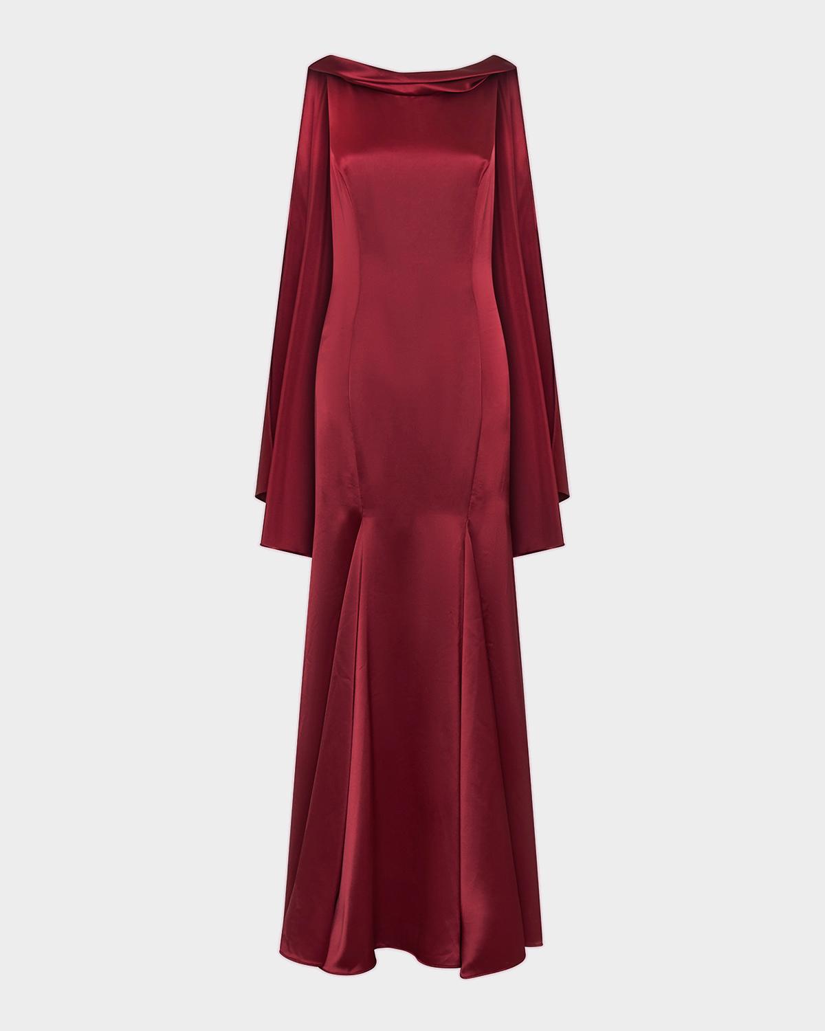 n/nicholas Nicolette Pleated Draped Satin Gown