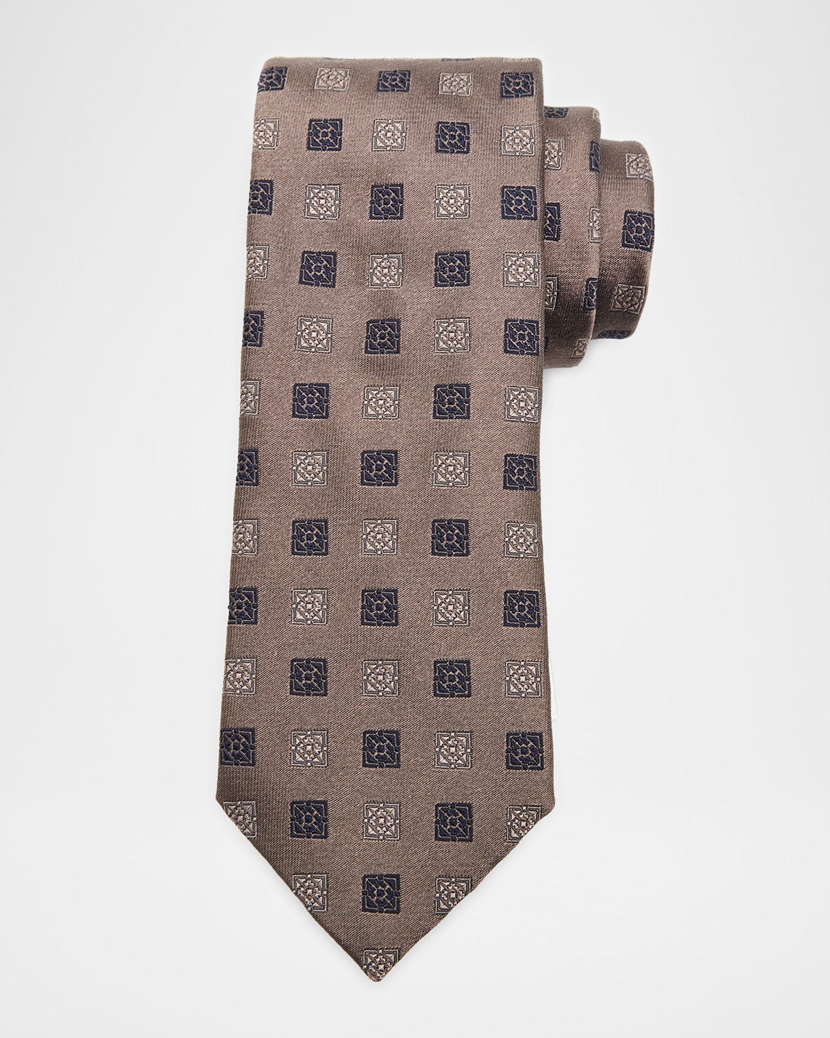 Brunello Cucinelli Men 's Medallion Silk and Cotton Tie | Thumbnail 4 Brunello Cucinelli Men 's Medallion Silk and Cotton Tie | Thumbnail 4