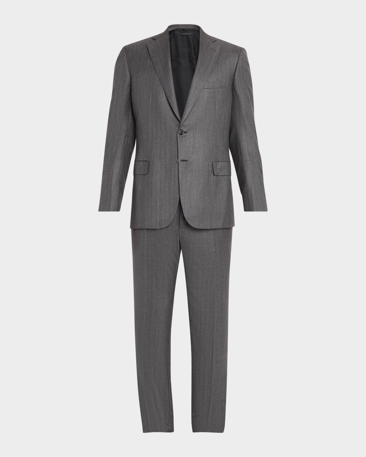 Brioni Men's Tonal Herringbone Wool-Silk Two-Piece Suit