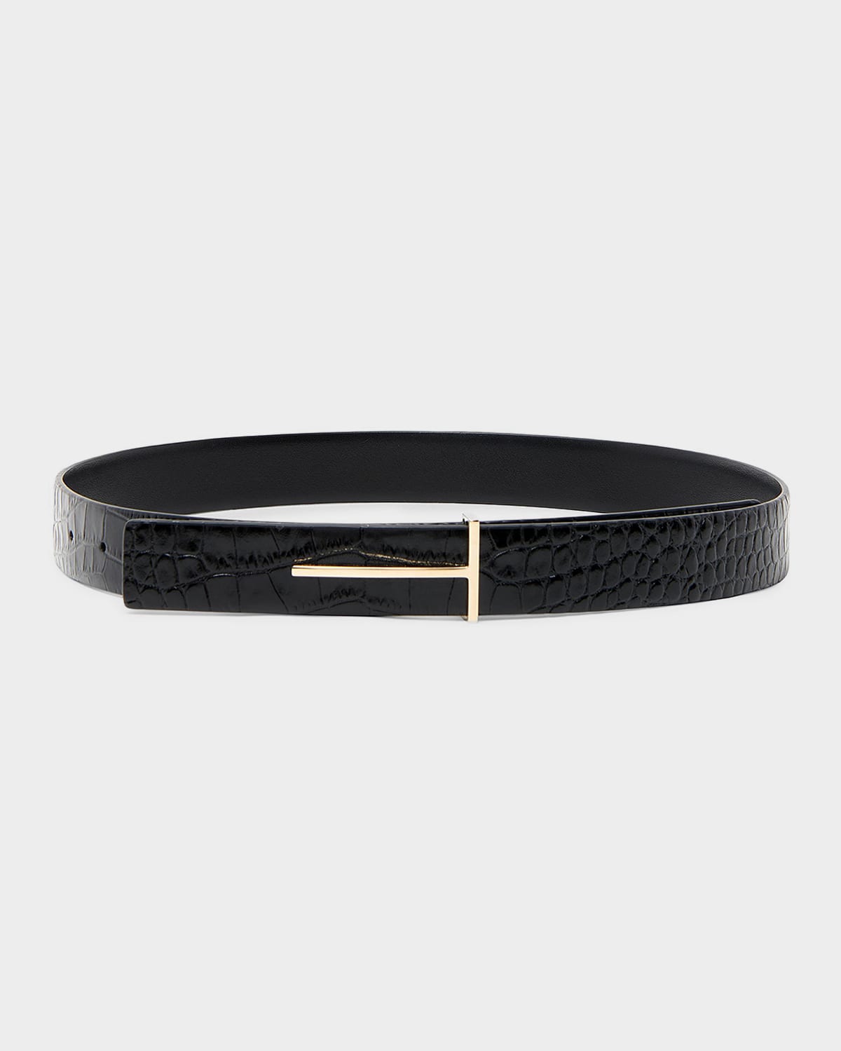 TOM FORD Croc-Effect Leather Belt