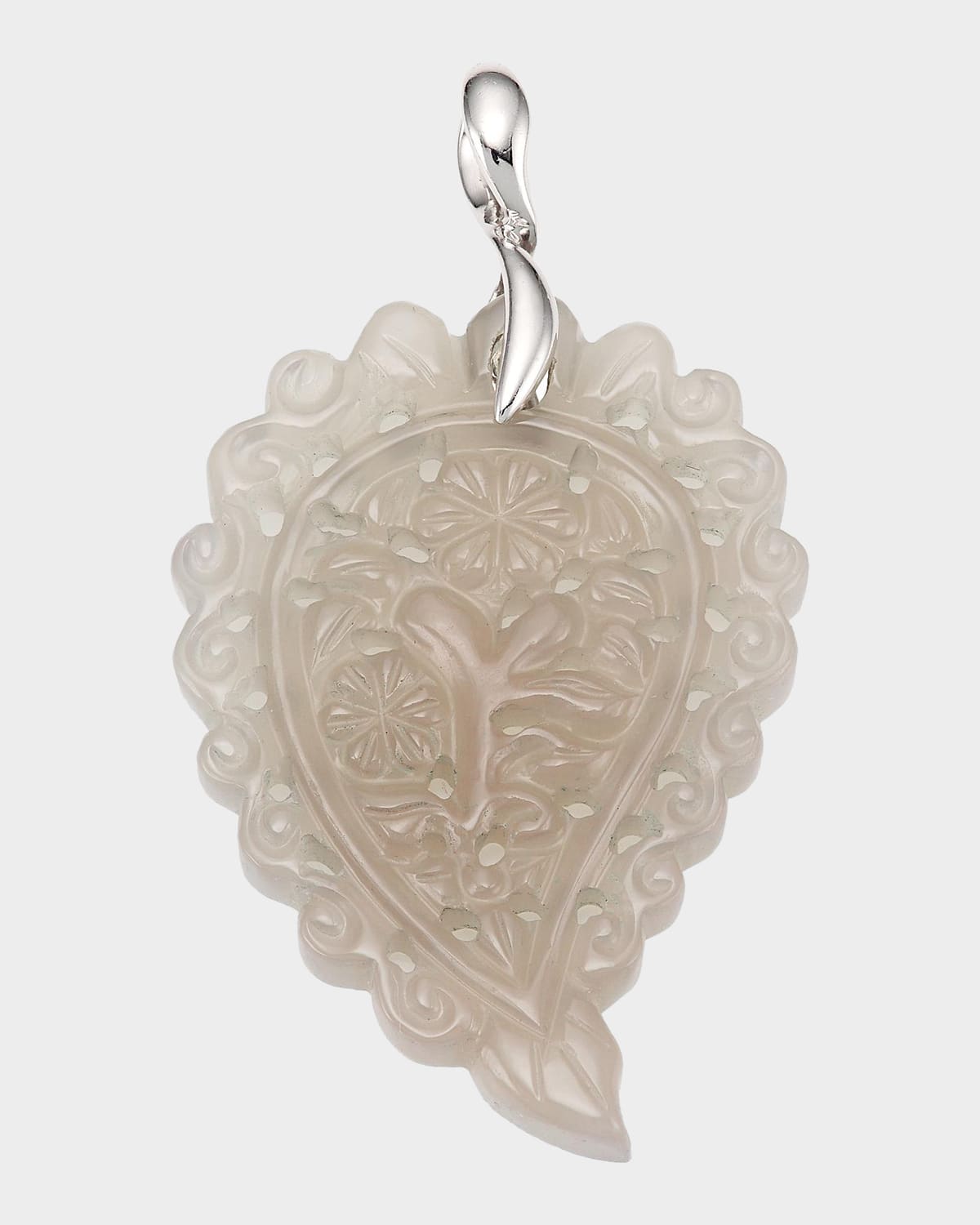 Tamara Comolli India 18K White Gold & Grey Chalcedony Medium Leaf Pendant