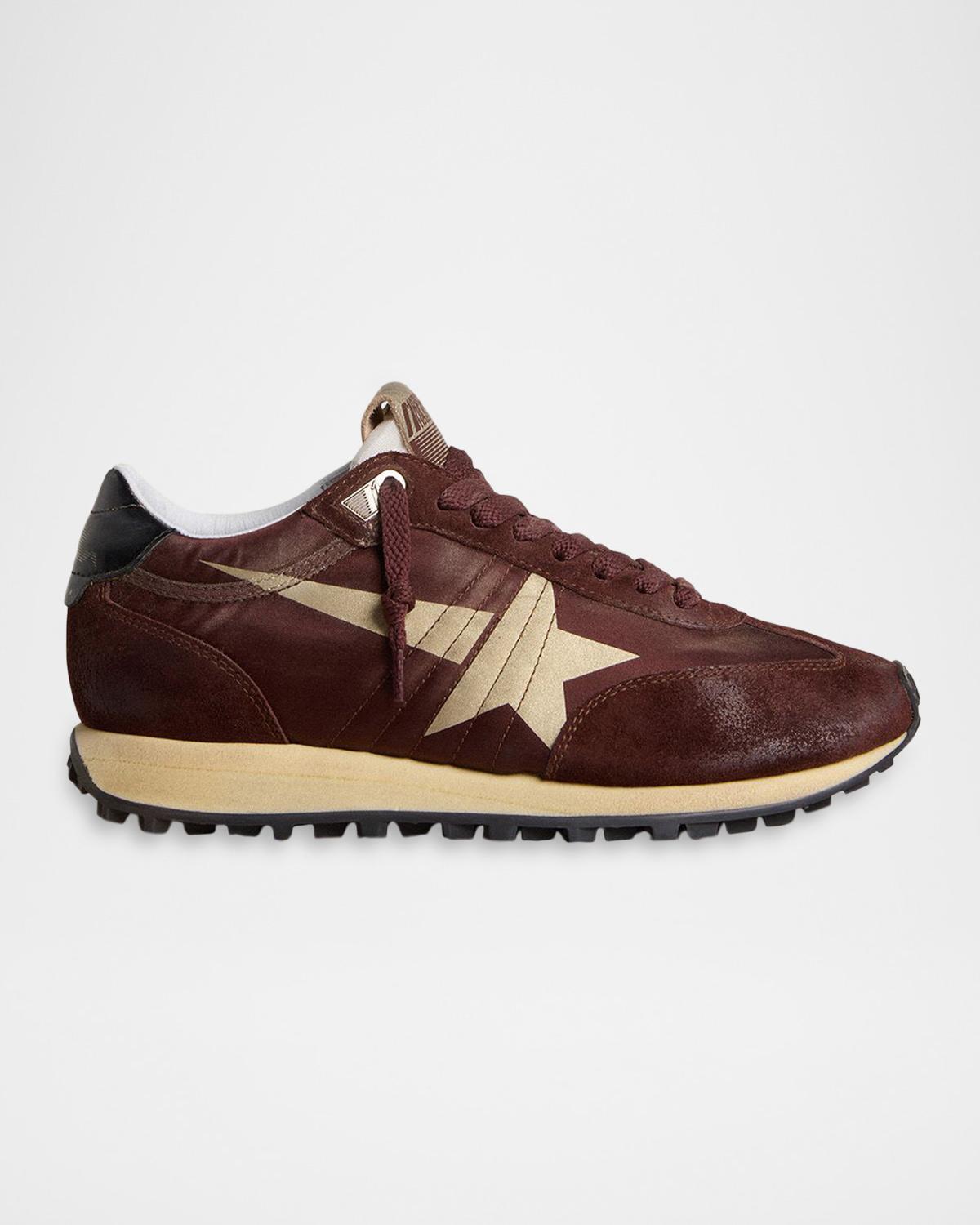 Running Marathon Nylon and Mixed Leather Sneakers