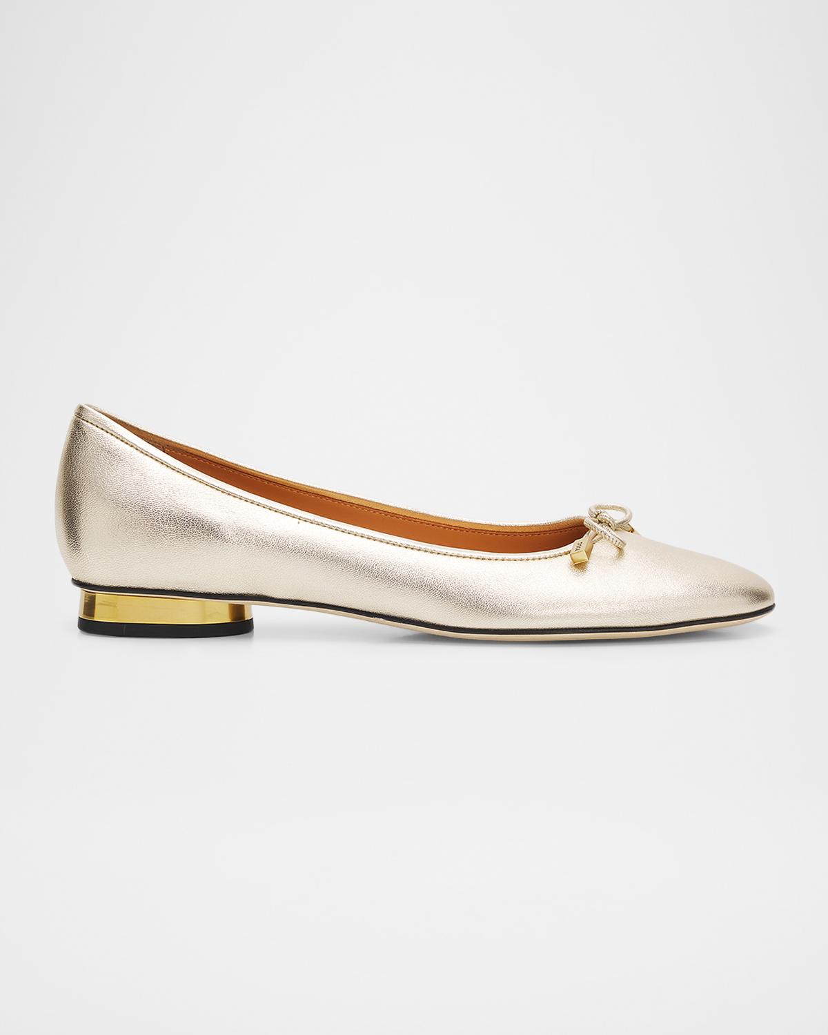 Tod's Metallic Leather Ballerina Flats
