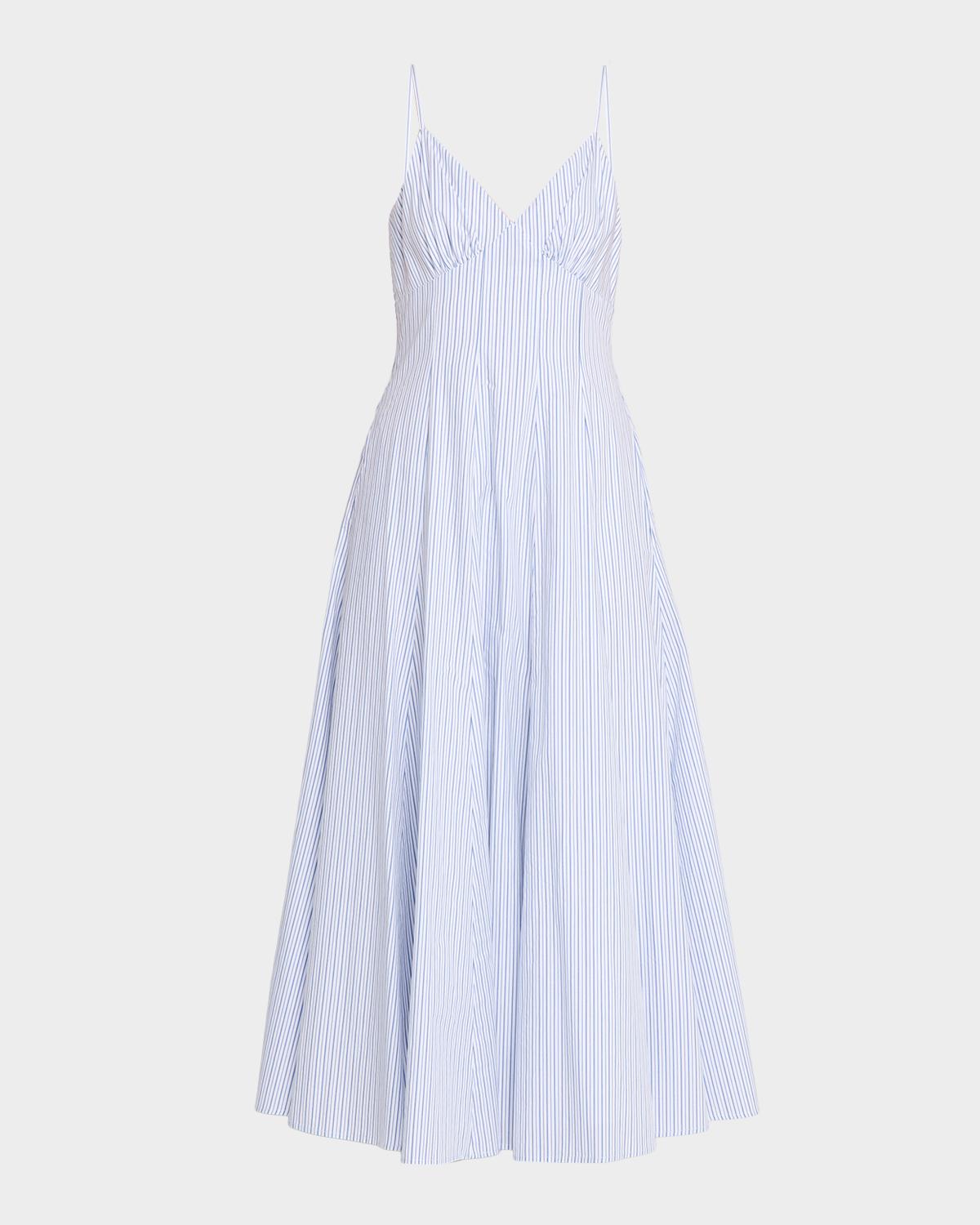 Rosie Assoulin Striped Cotton Poplin Cami Maxi Dress