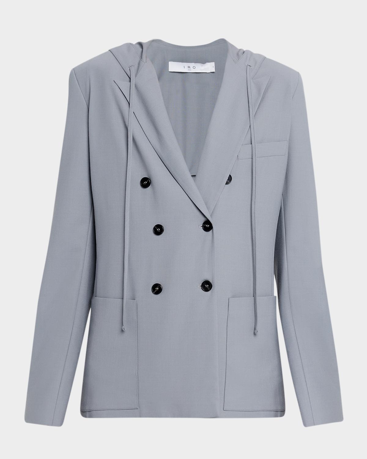 Iro Alula Double-Breasted Hooded Blazer