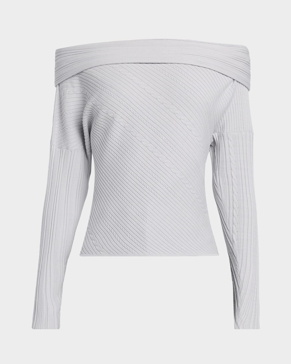 Iro Eboni Cable-Knit Off-The-Shoulder Sweater
