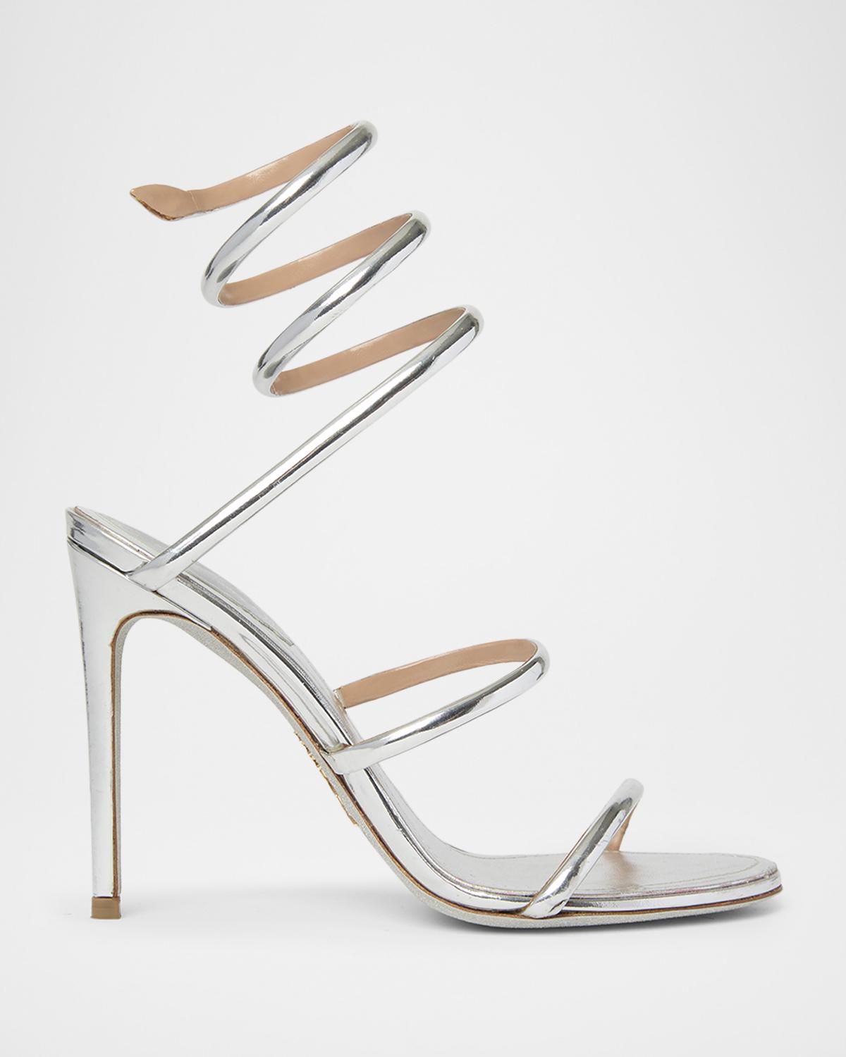Rene Caovilla 105mm Cleo Metallic Leather Sandals