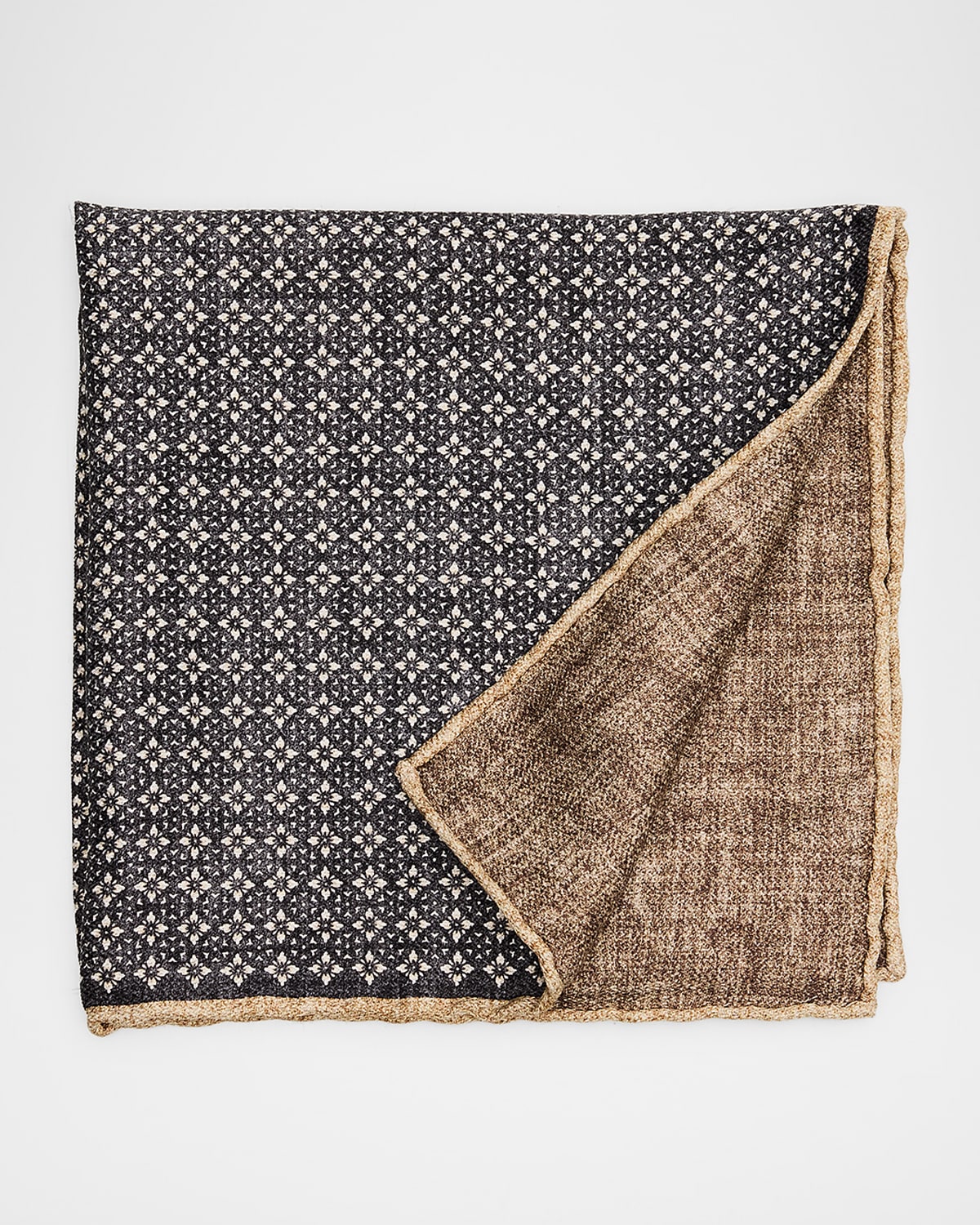 Brunello Cucinelli Men 's Double-Face Silk Pocket Square | Thumbnail 4 Brunello Cucinelli Men 's Double-Face Silk Pocket Square | Thumbnail 4