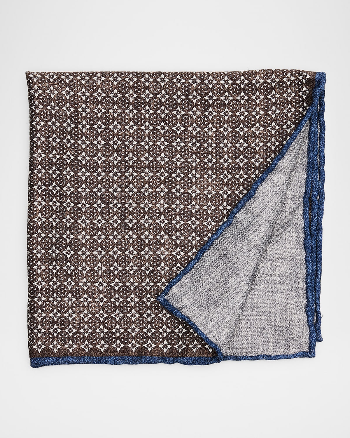 Brunello Cucinelli Men 's Double-Face Silk Pocket Square | Thumbnail 4 Brunello Cucinelli Men 's Double-Face Silk Pocket Square | Thumbnail 4