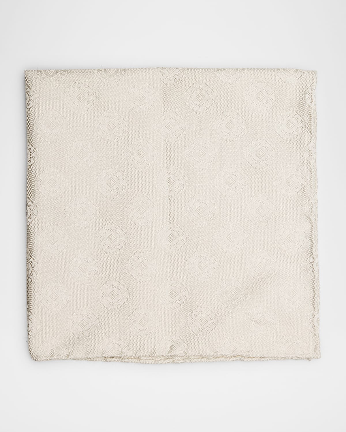 Brunello Cucinelli Men 's Tonal Medallion Jacquard Silk Pocket Square
