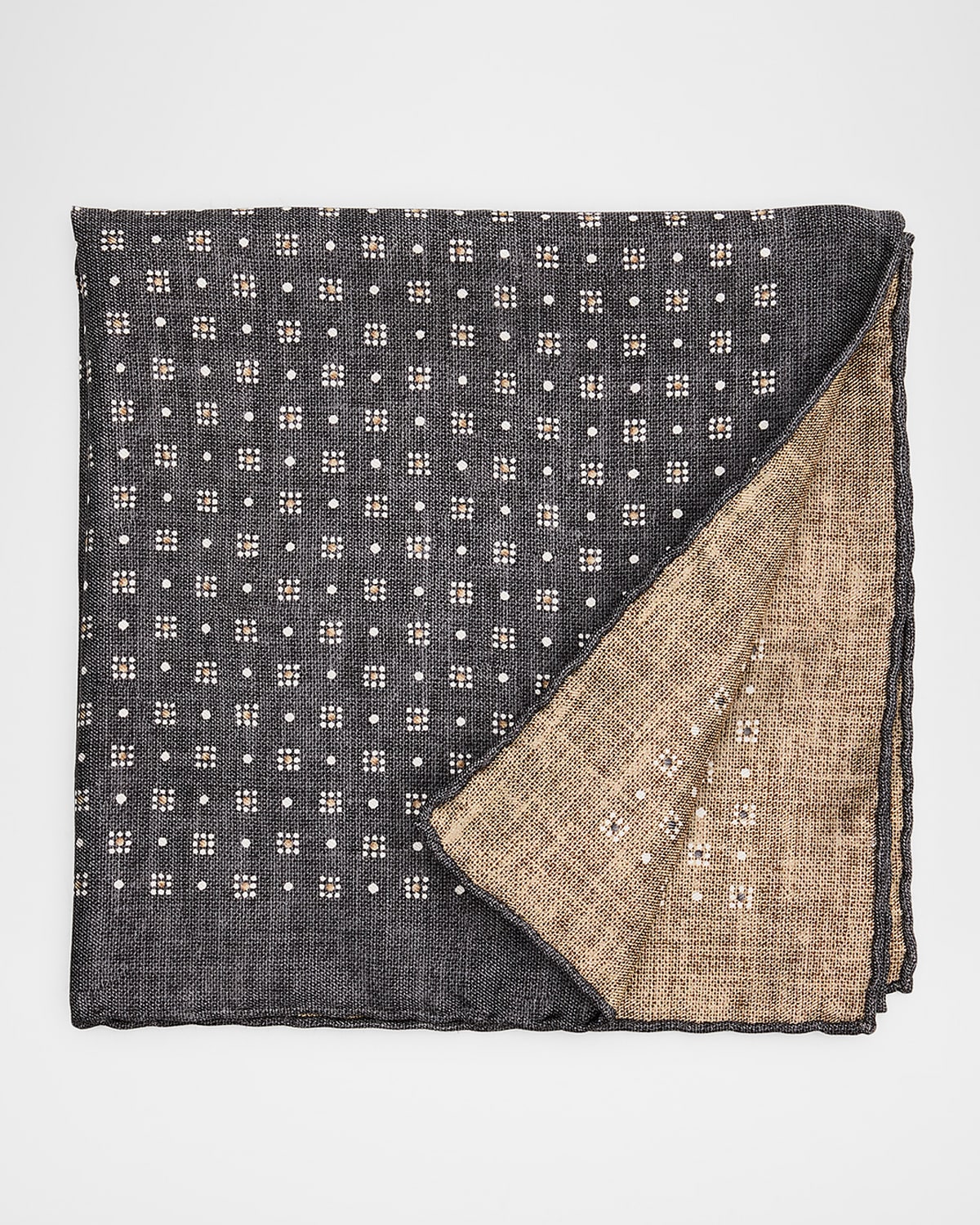 Brunello Cucinelli Men 's Double-Face Geometric Silk Pocket Square | Thumbnail 4 Brunello Cucinelli Men 's Double-Face Geometric Silk Pocket Square | Thumbnail 4