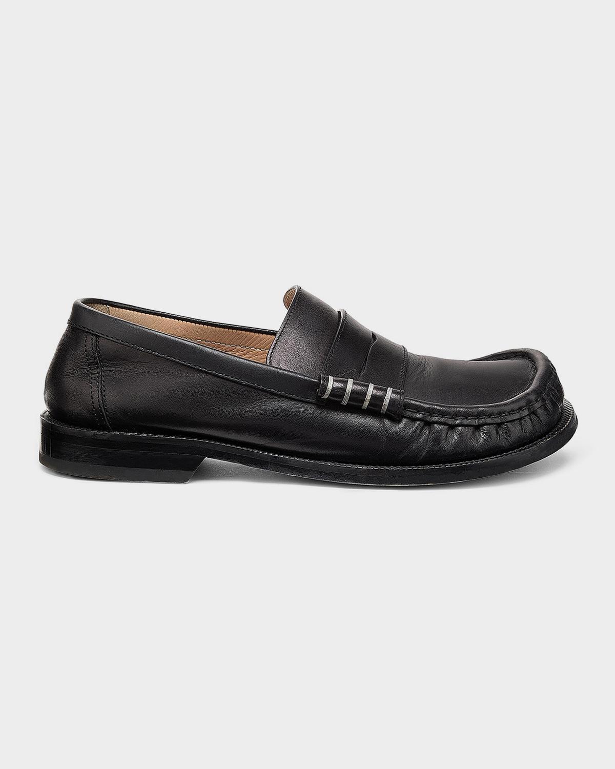 JW Anderson Men's Leather Moccasin-Toe Penny Loafers