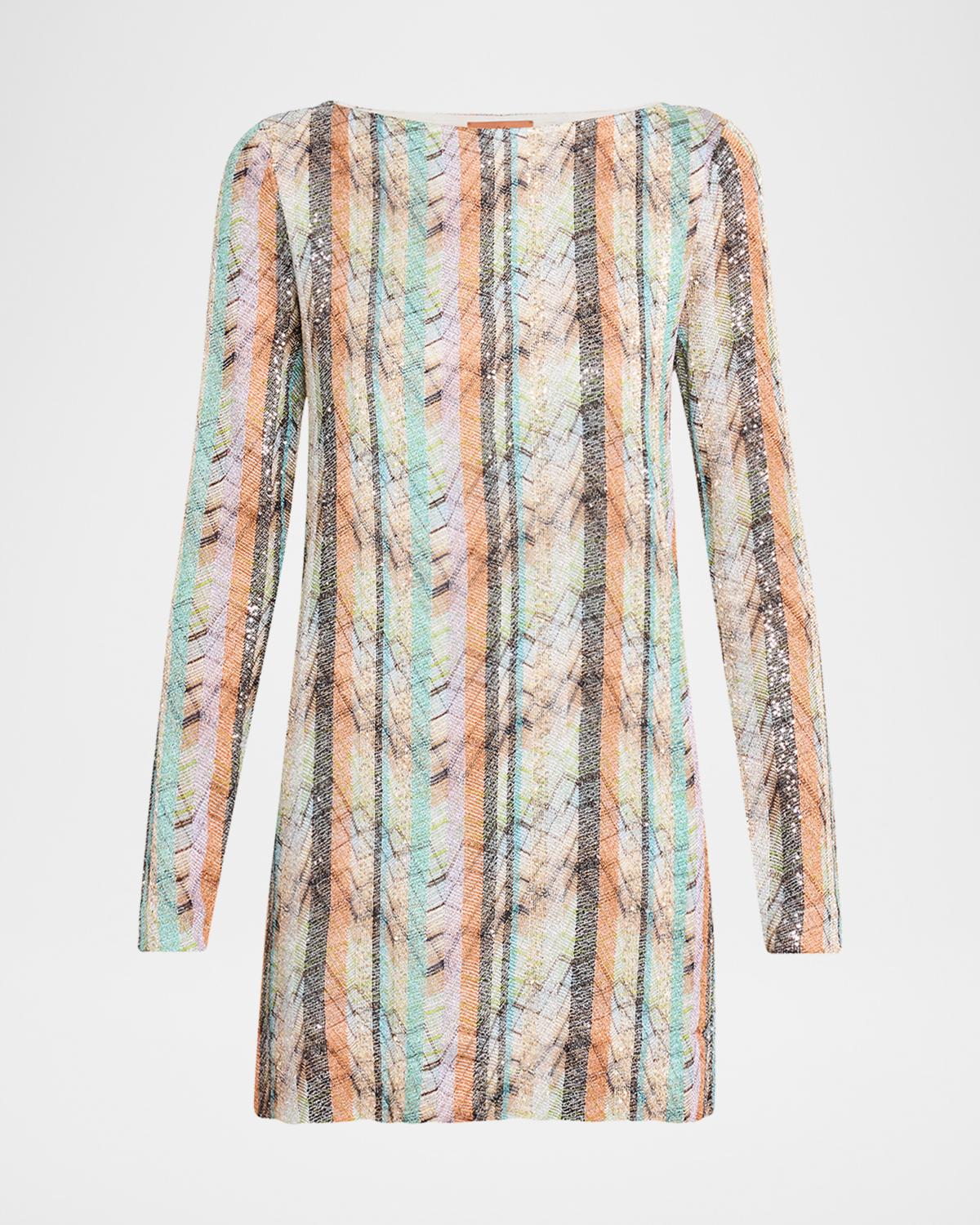 Missoni Multi-Technique Long-Sleeve Mini Dress
