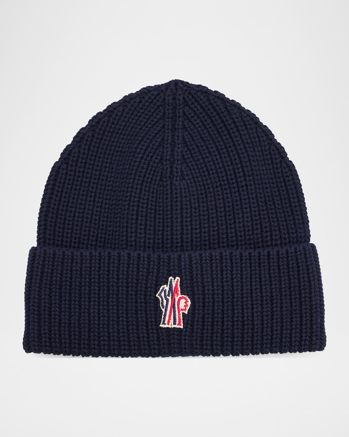Men & apos;s Cotton Rib Logo-Patch Beanie Hat