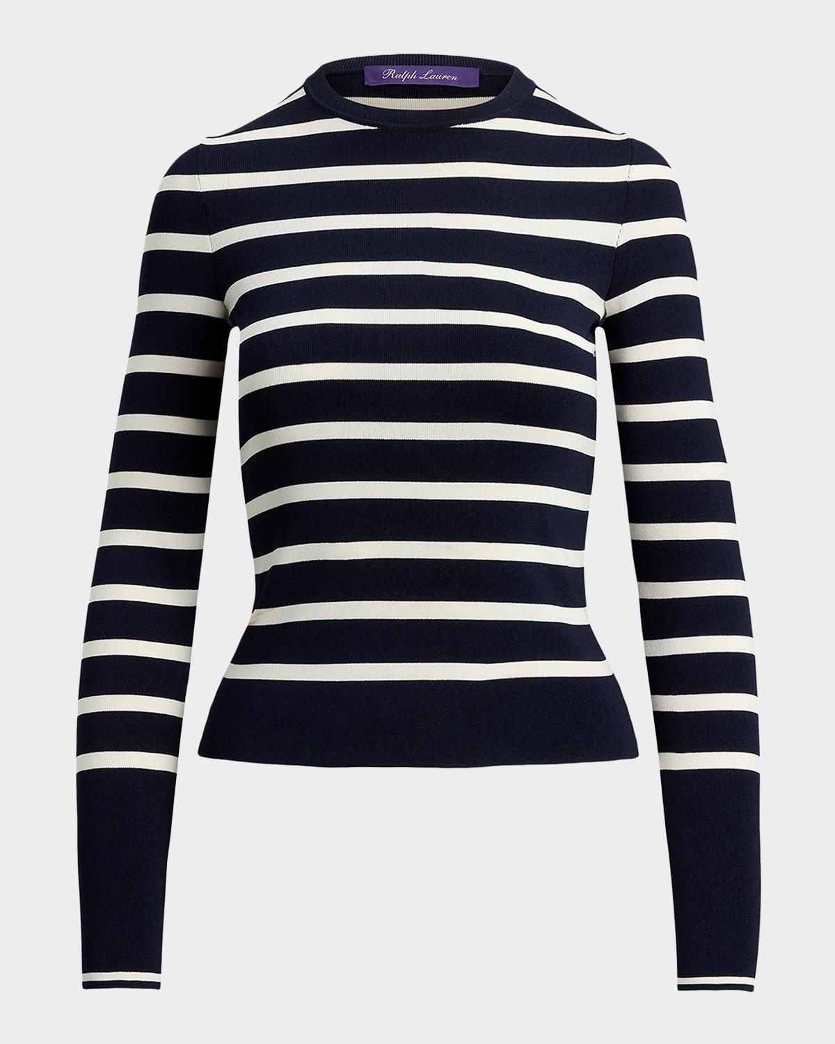Ralph Lauren Collection Striped Silk-Blend Crewneck Sweater