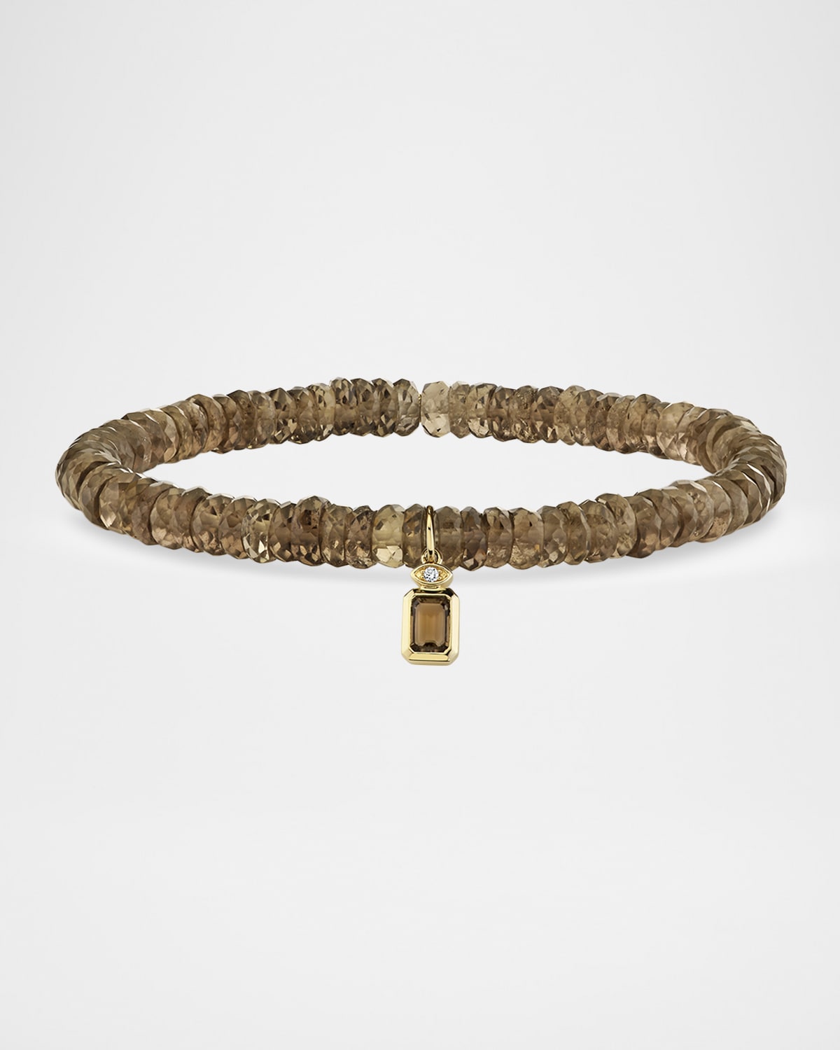 Sydney Evan 14K Diamond Marquise Eye with Emerald-Cut Smoky Quartz Bracelet