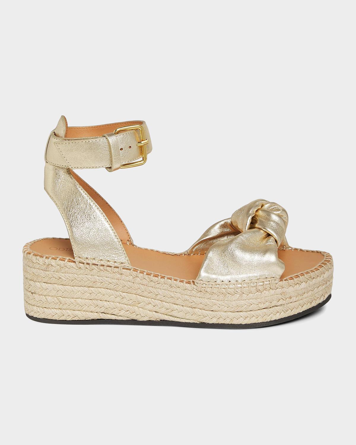 Odissì Bella Metallic Leather Espadrille Platform Sandals