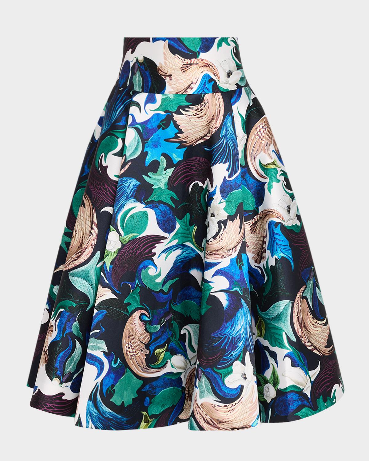 Mary Katrantzou Stowe Flared Abstract-Print Midi Skirt