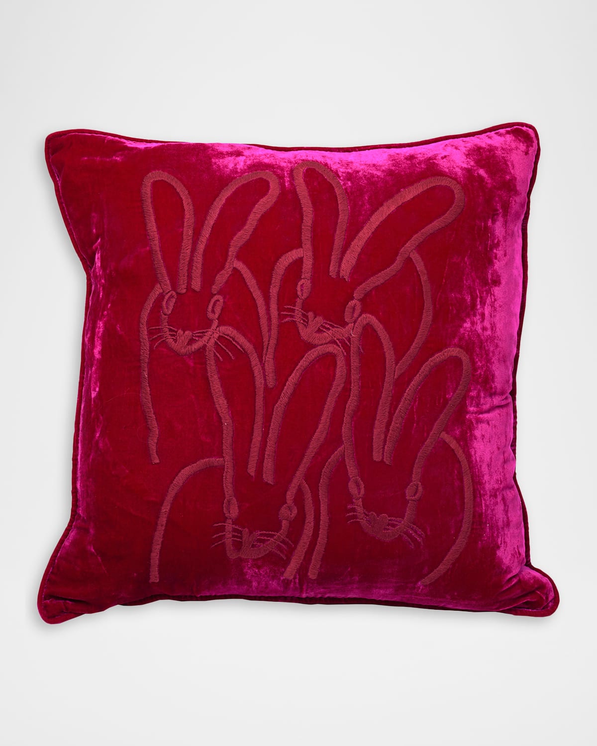 Hunt Slonem Hand-Embroidered Velvet Bunny Pillow, 22" Square | Thumbnail 3 Hunt Slonem Hand-Embroidered Velvet Bunny Pillow, 22" Square | Thumbnail 3