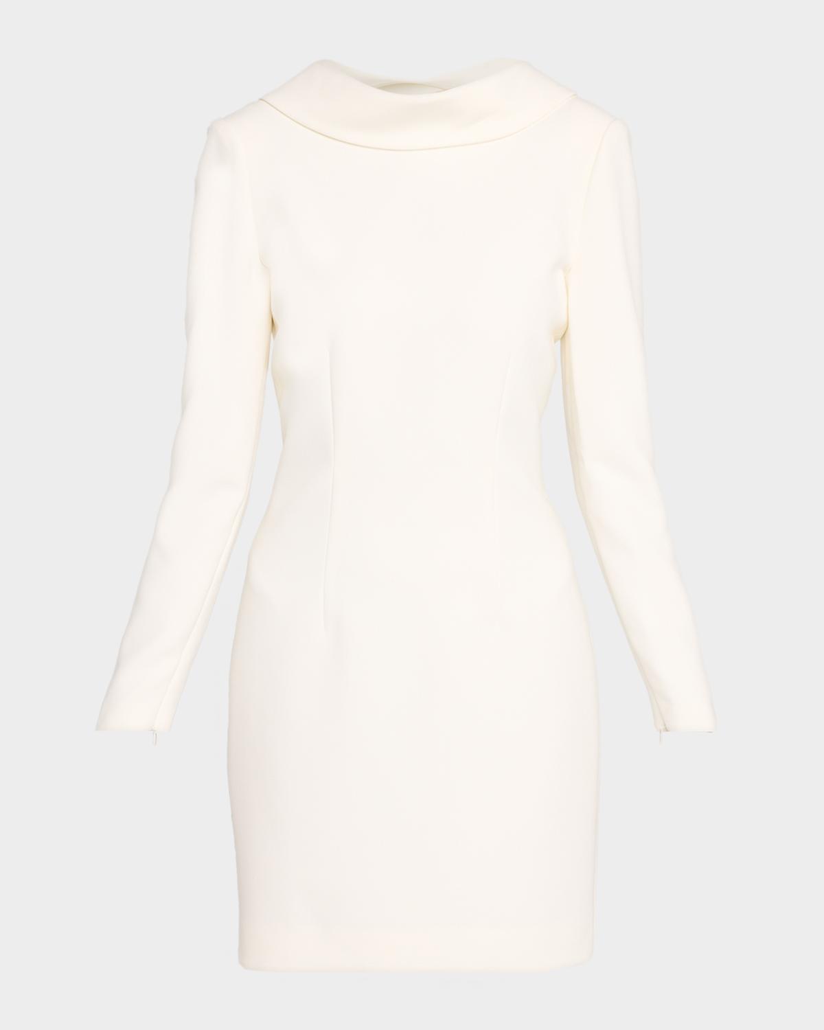Roland Mouret Extended Boat Neck Long-Sleeve Mini Dress