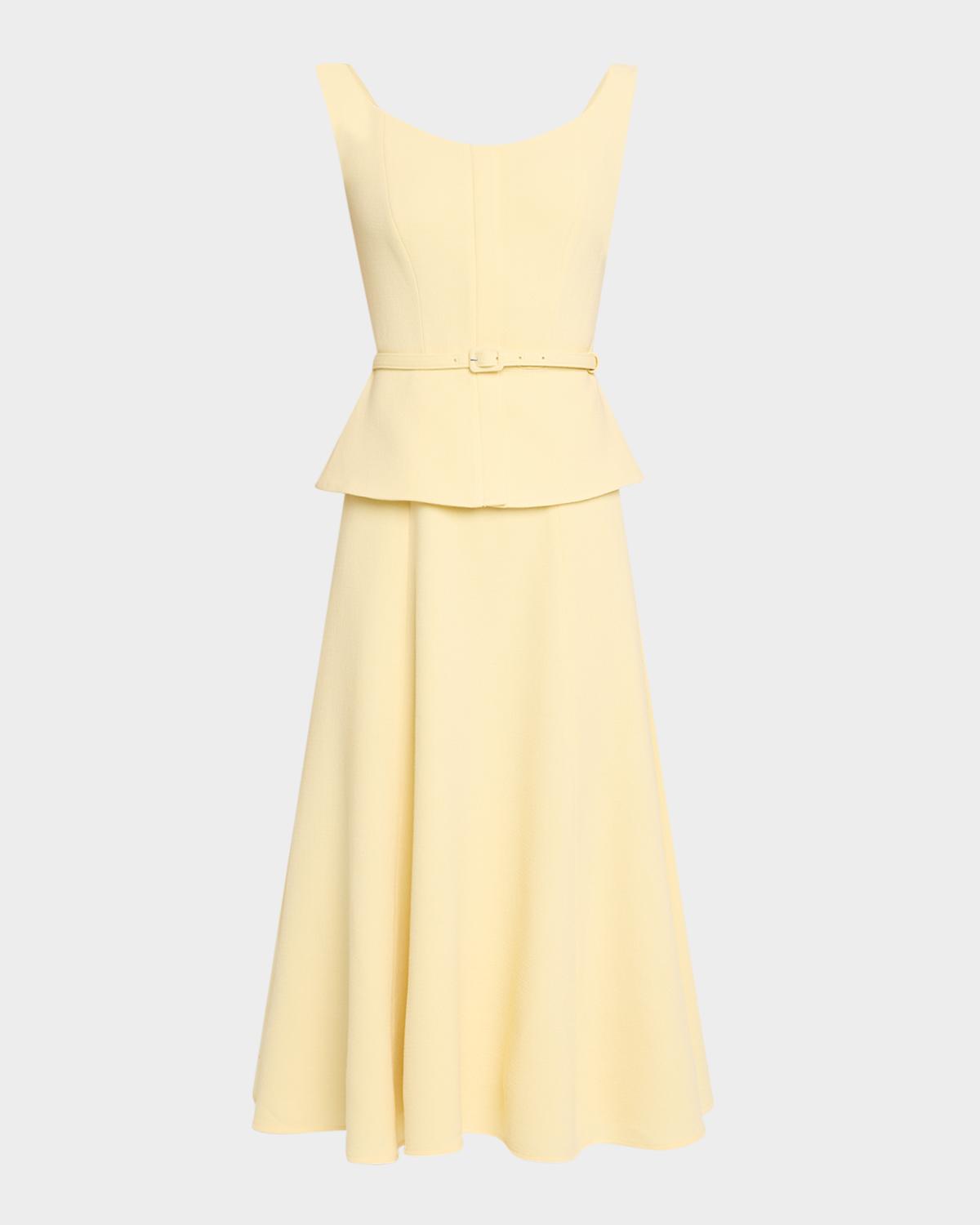 Roland Mouret Belted Structured Peplum Midi Dress