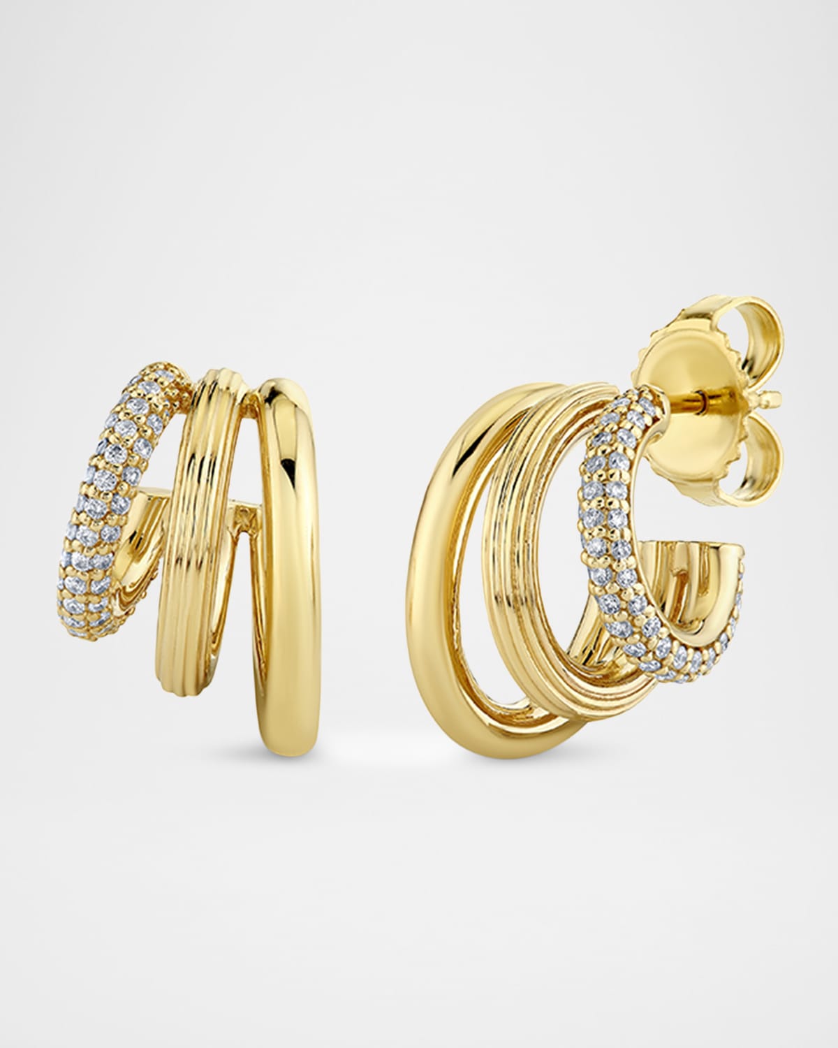 Sydney Evan 14K Yellow Gold Diamond Tri Hoop Earrings
