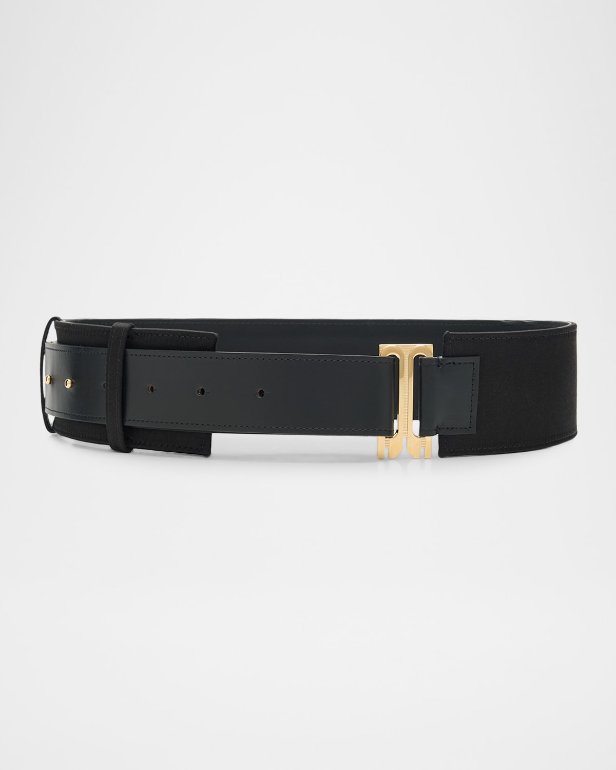 Victoria Beckham Dorian Wide Leather Tuxedo Belt In Black