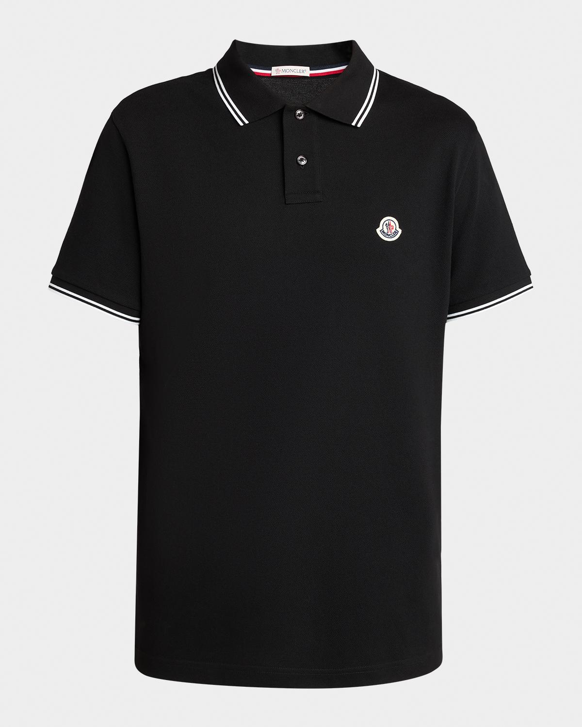 Moncler Men's Cotton Pique Polo Shirt with Felt Logo