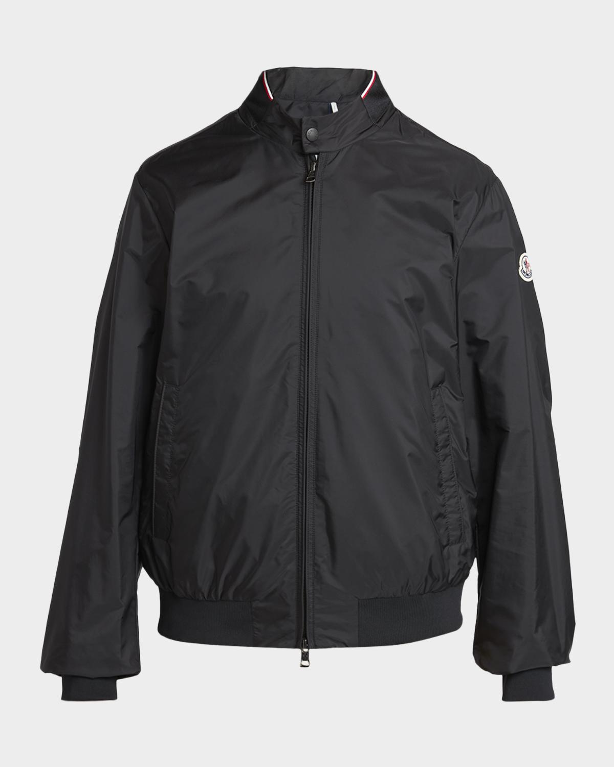 Moncler Men's Reppe Nylon Collar-Logo Full-Zip Jacket