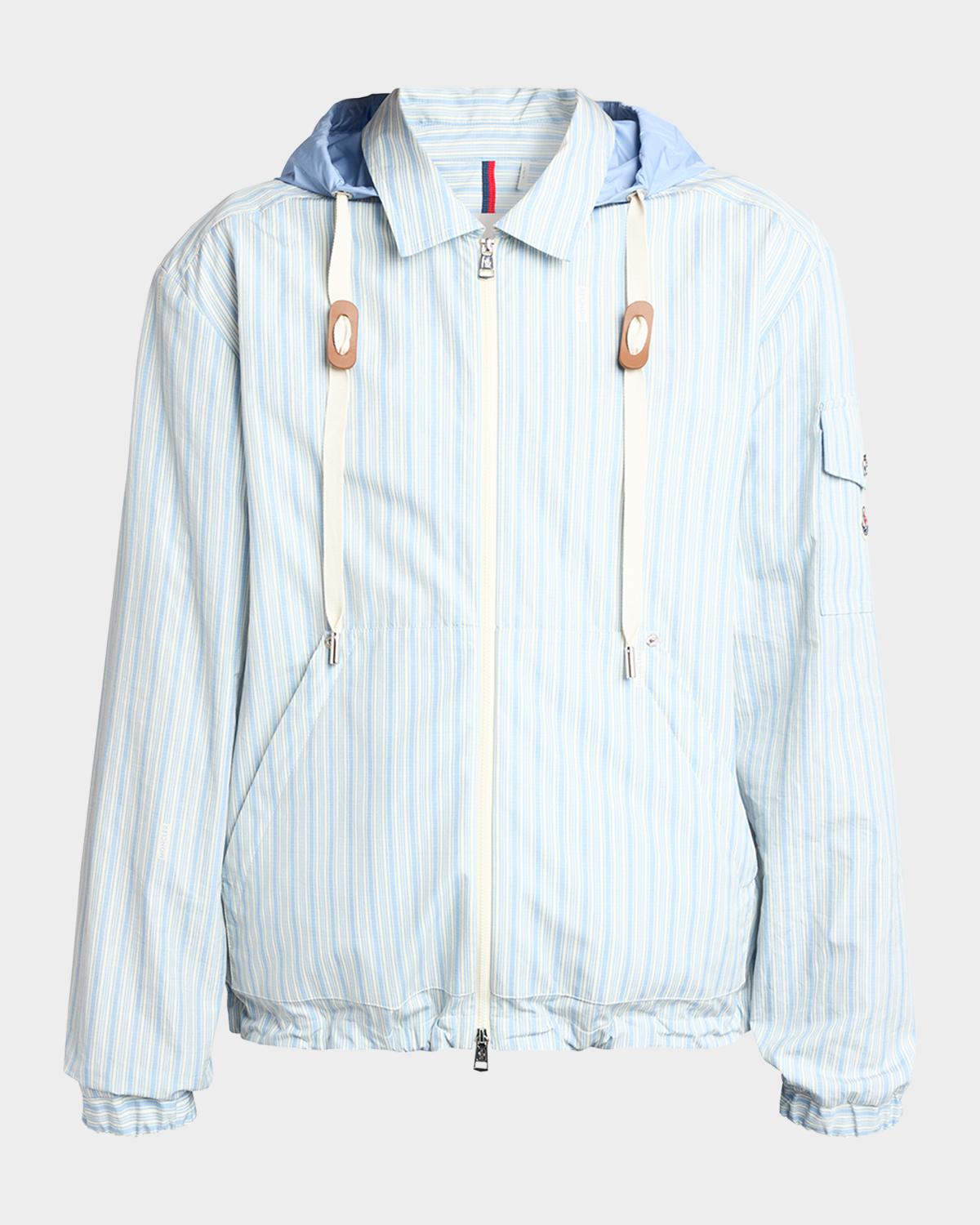 Moncler Men's Havas Stripe Full-Zip Hooded Shirt Jacket