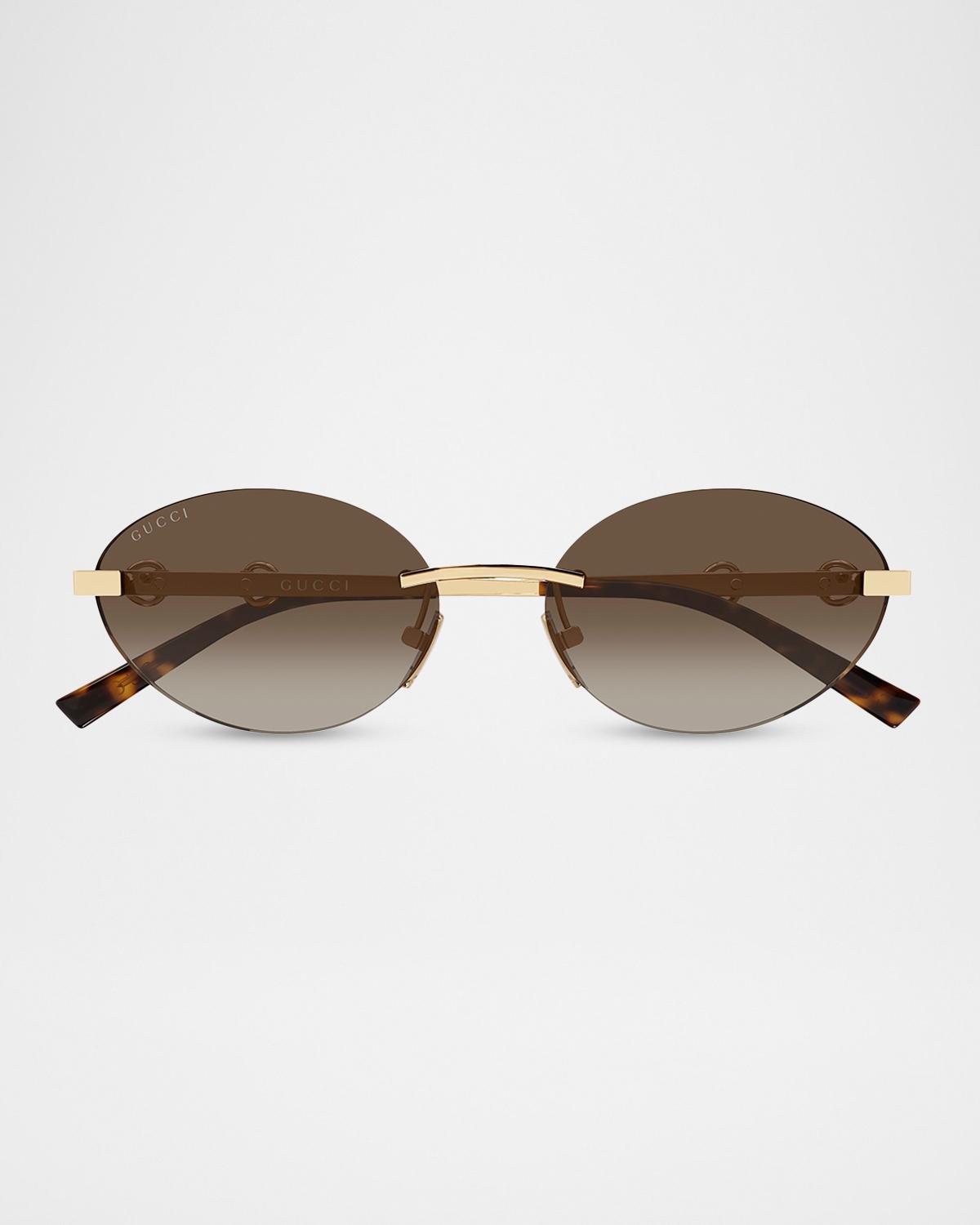 58mm Metal & Acetate Oval Sunglasses