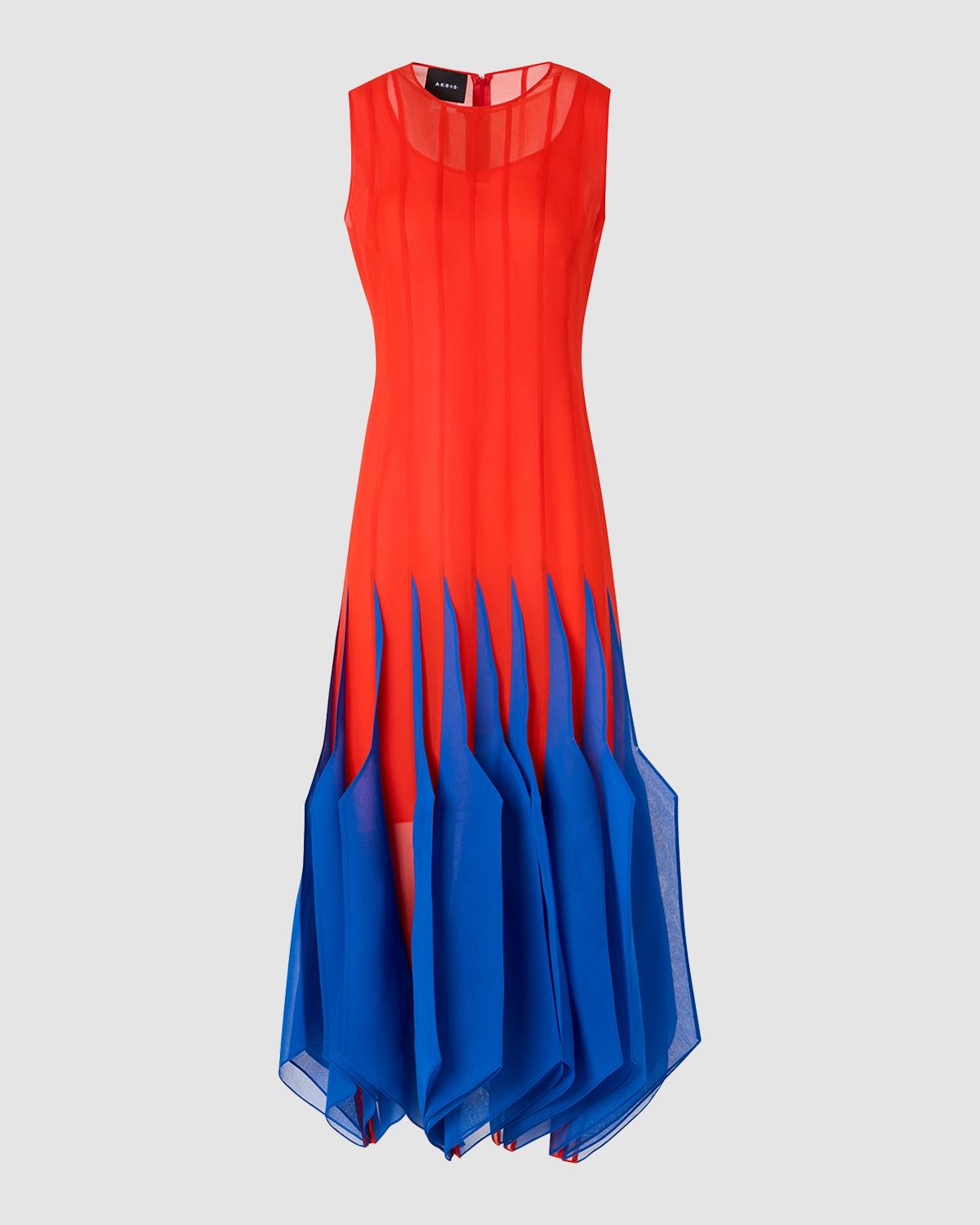 Akris Sleeveless Panama Silk Organza Seamed Midi Dress