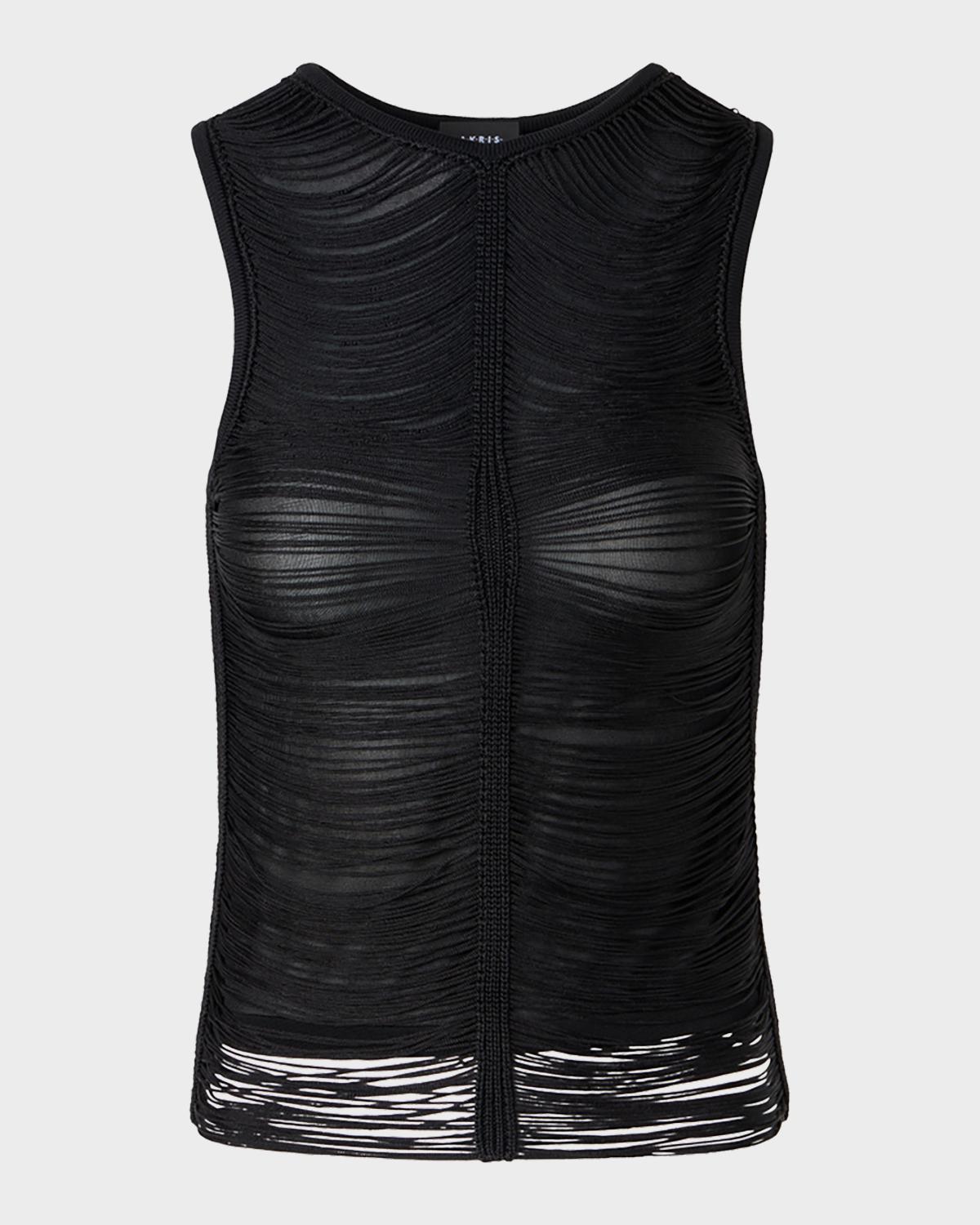 Trapezoid Embroidered Sleeveless Blouse