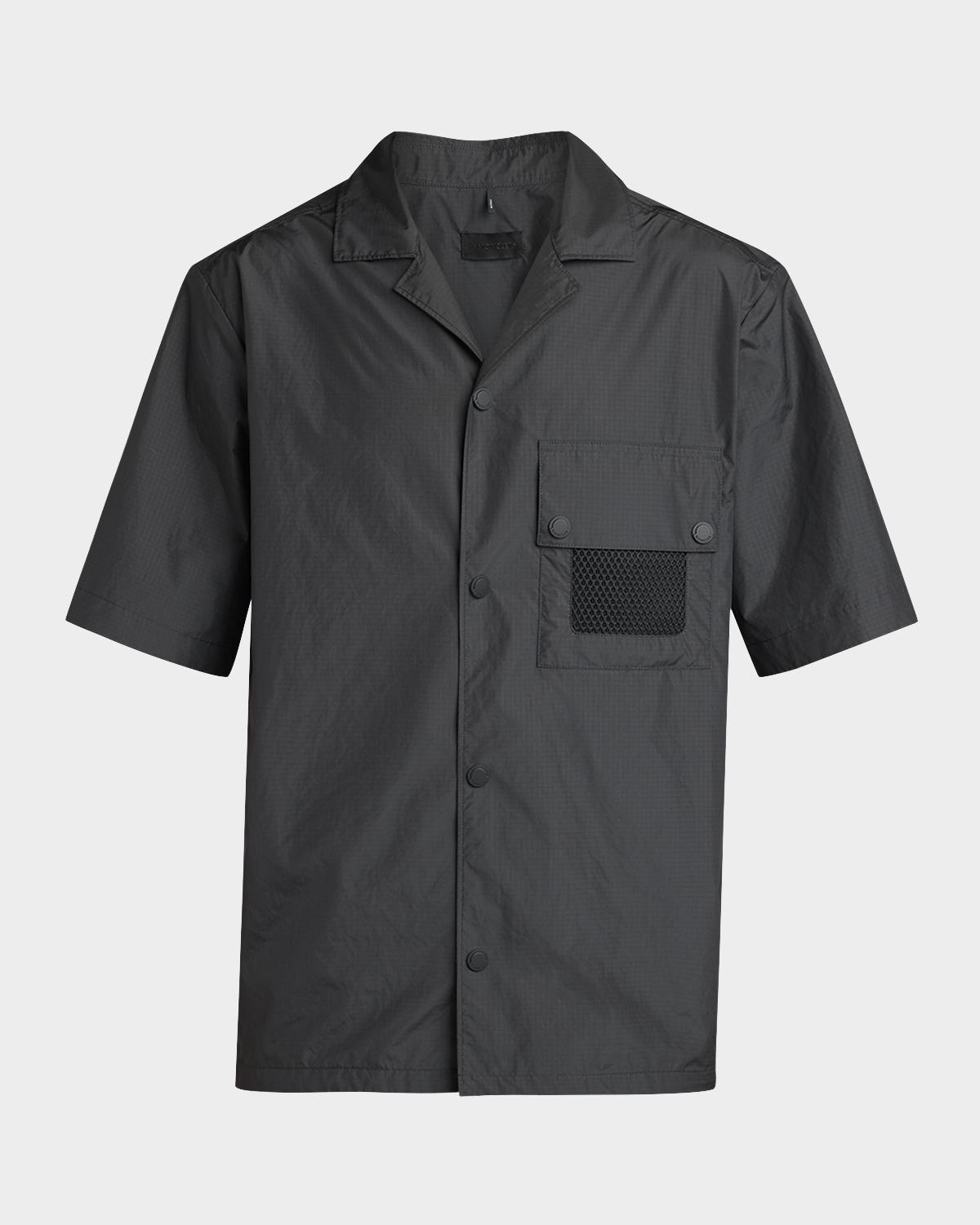 Moncler Men's Mesh-Pocket Short-Sleeve Shirt