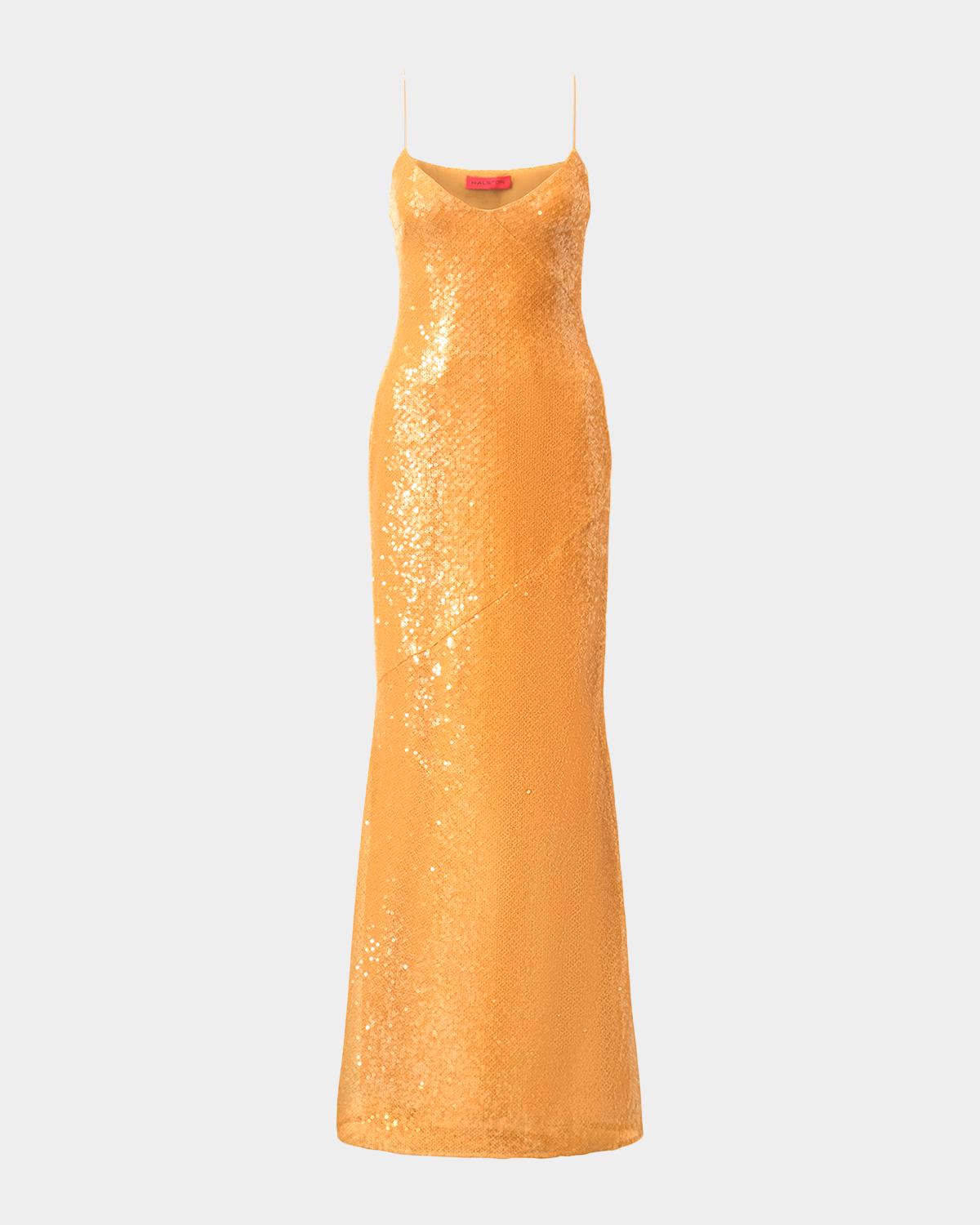 Halston Glora Sleeveless Sequin A-Line Gown
