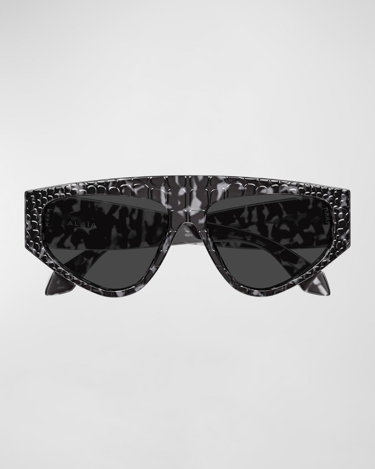 ALAÏA 99mm Croc-Embossed Acetate Cat-Eye Sunglasses