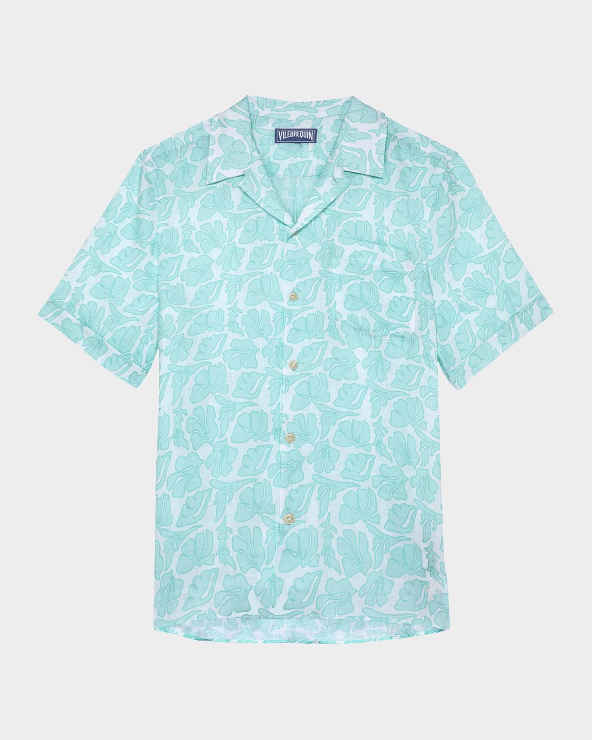 Vilebrequin Men's Seashells Linen Short-Sleeve Shirt