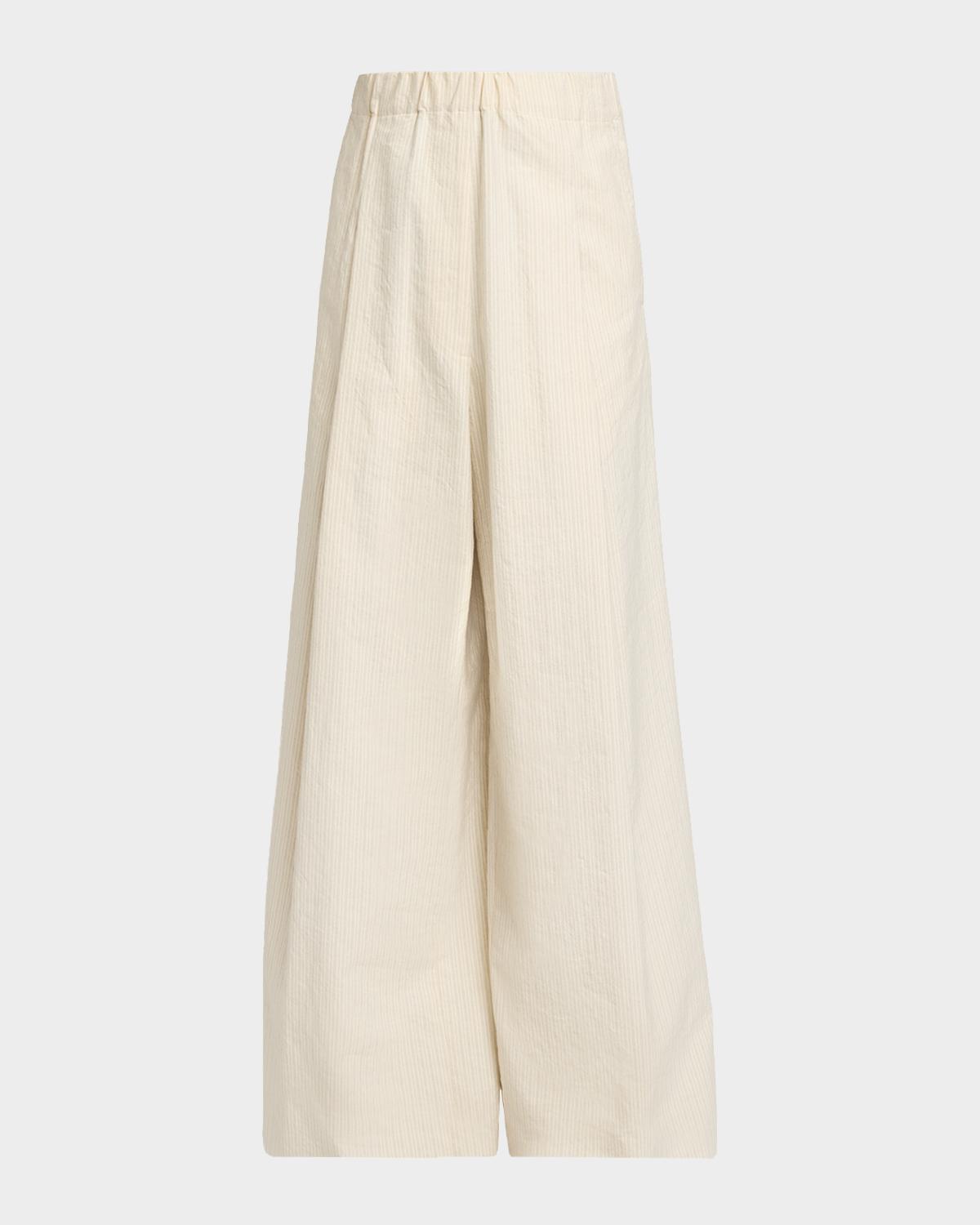 Dries Van Noten Pila Pinstriped Wide-Leg Pull-On Pants