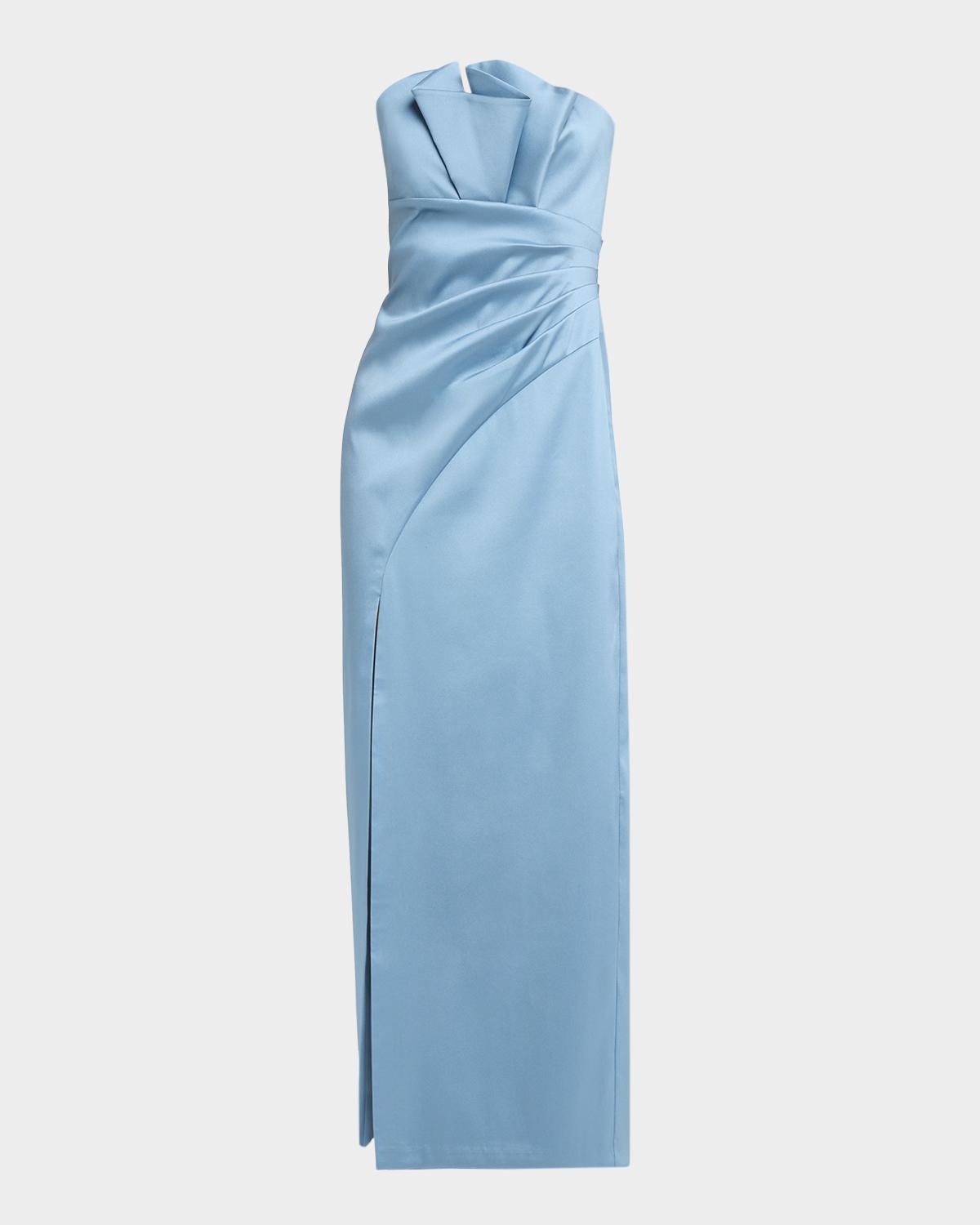 Aidan Mattox Pleated Stretch Mikado Column Gown