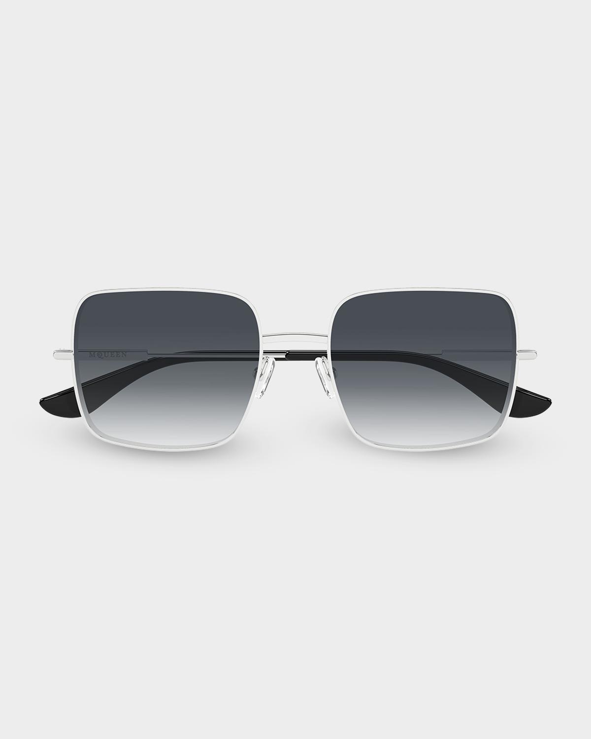 McQueen 55mm Metal Square Sunglasses