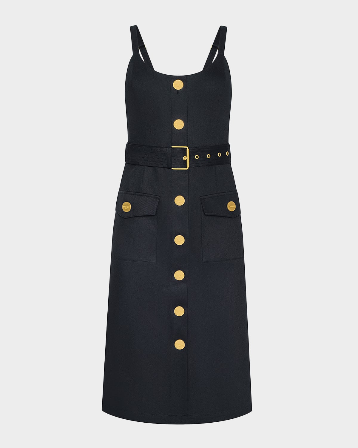 L & Apos;agence Ida Button-front Midi Dress In Black