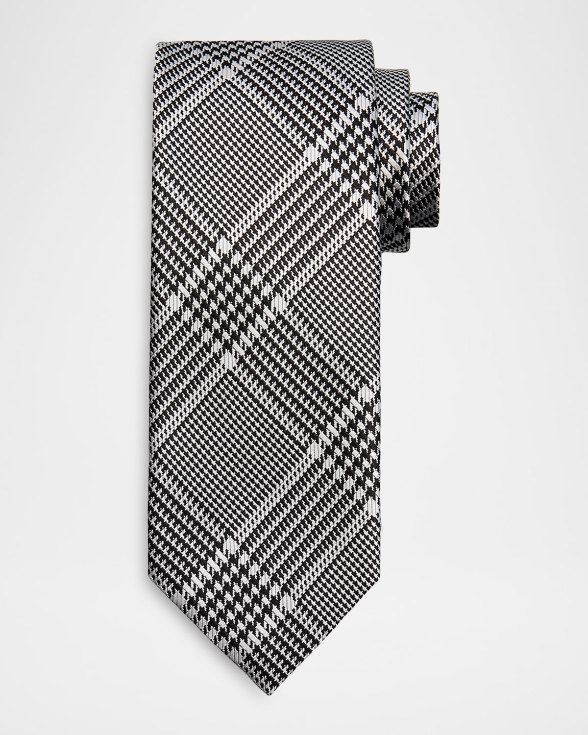 TOM FORD Men 's Prince of Wales Grid Check Silk Tie | Thumbnail 4