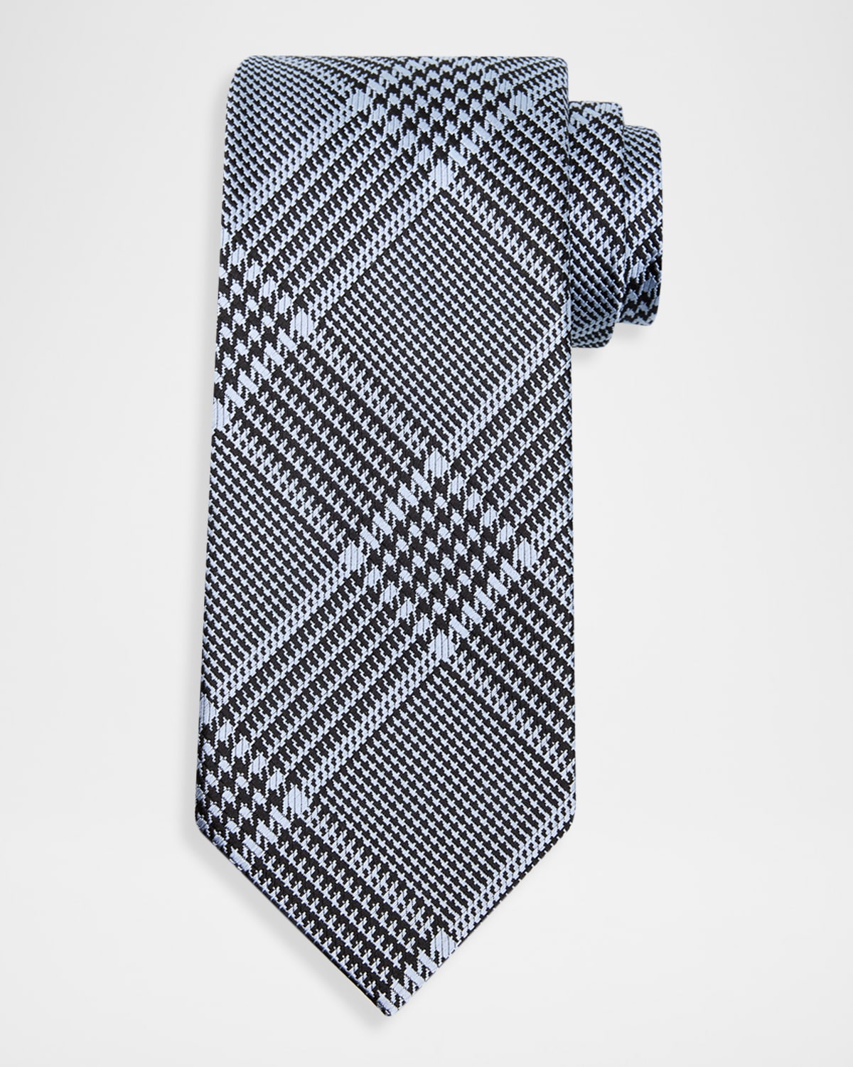 TOM FORD Men 's Prince of Wales Grid Check Silk Tie | Thumbnail 4