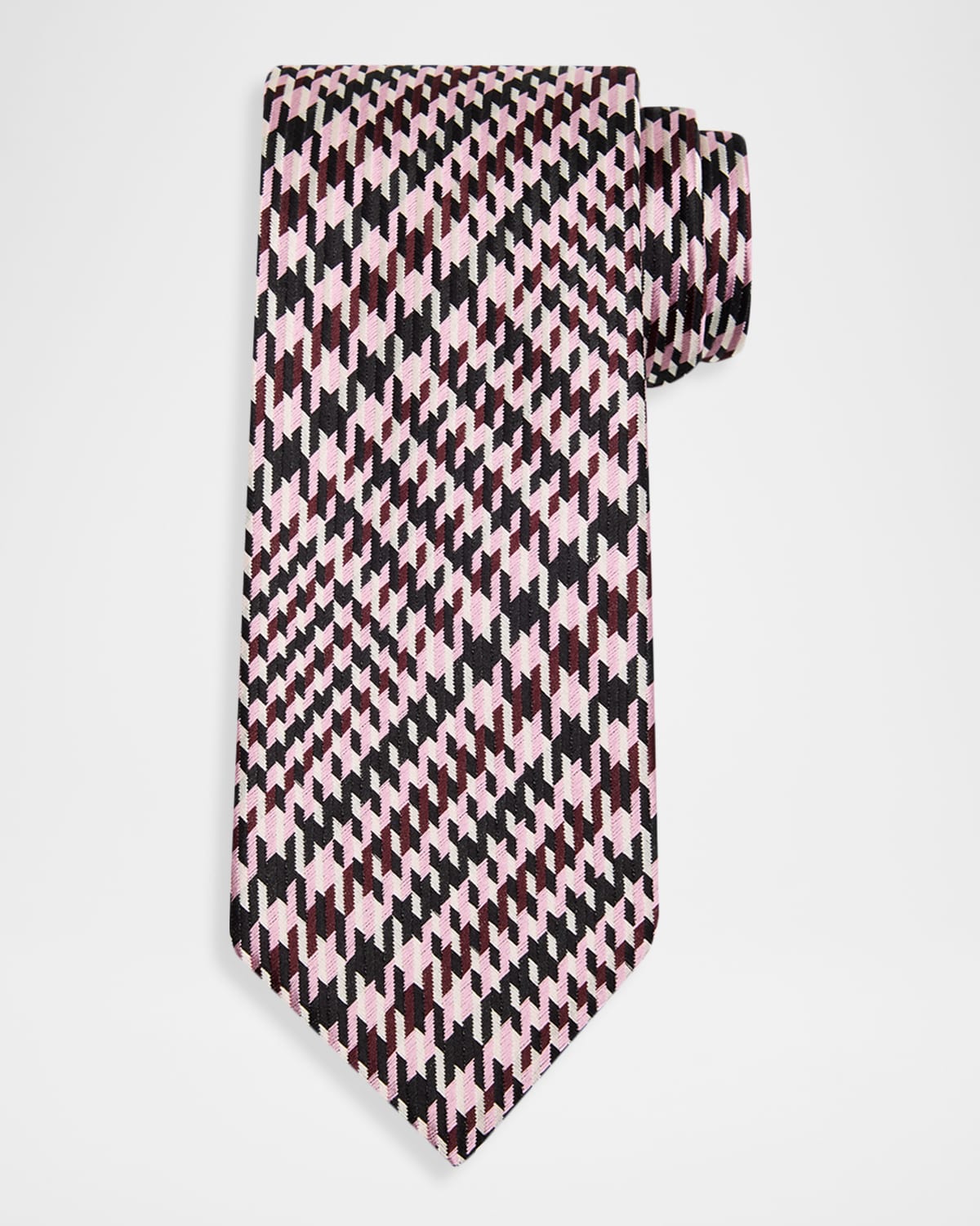 TOM FORD Men 's Exploded Prince of Wales Check Silk Tie | Thumbnail 4