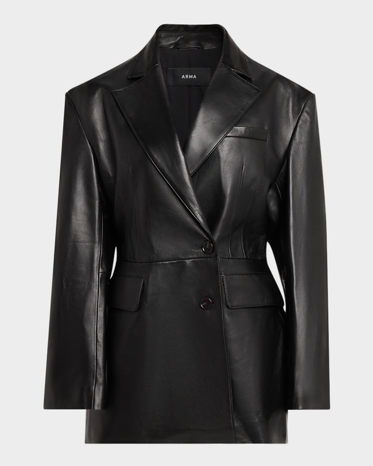 Arma Lydia Single-Breasted Lambskin Leather Jacket