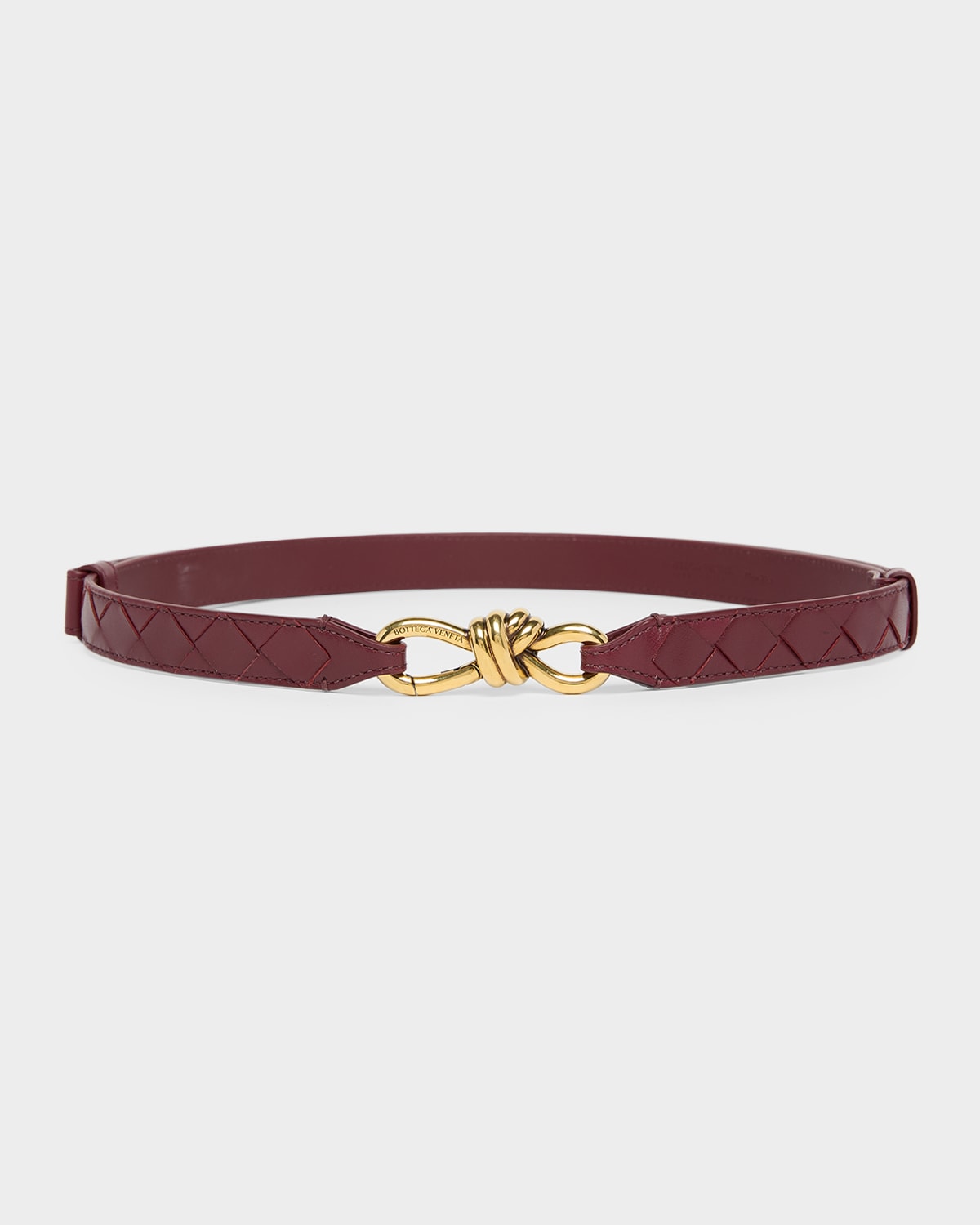 Bottega Veneta Andiamo Intrecciato Leather Belt In Fondant