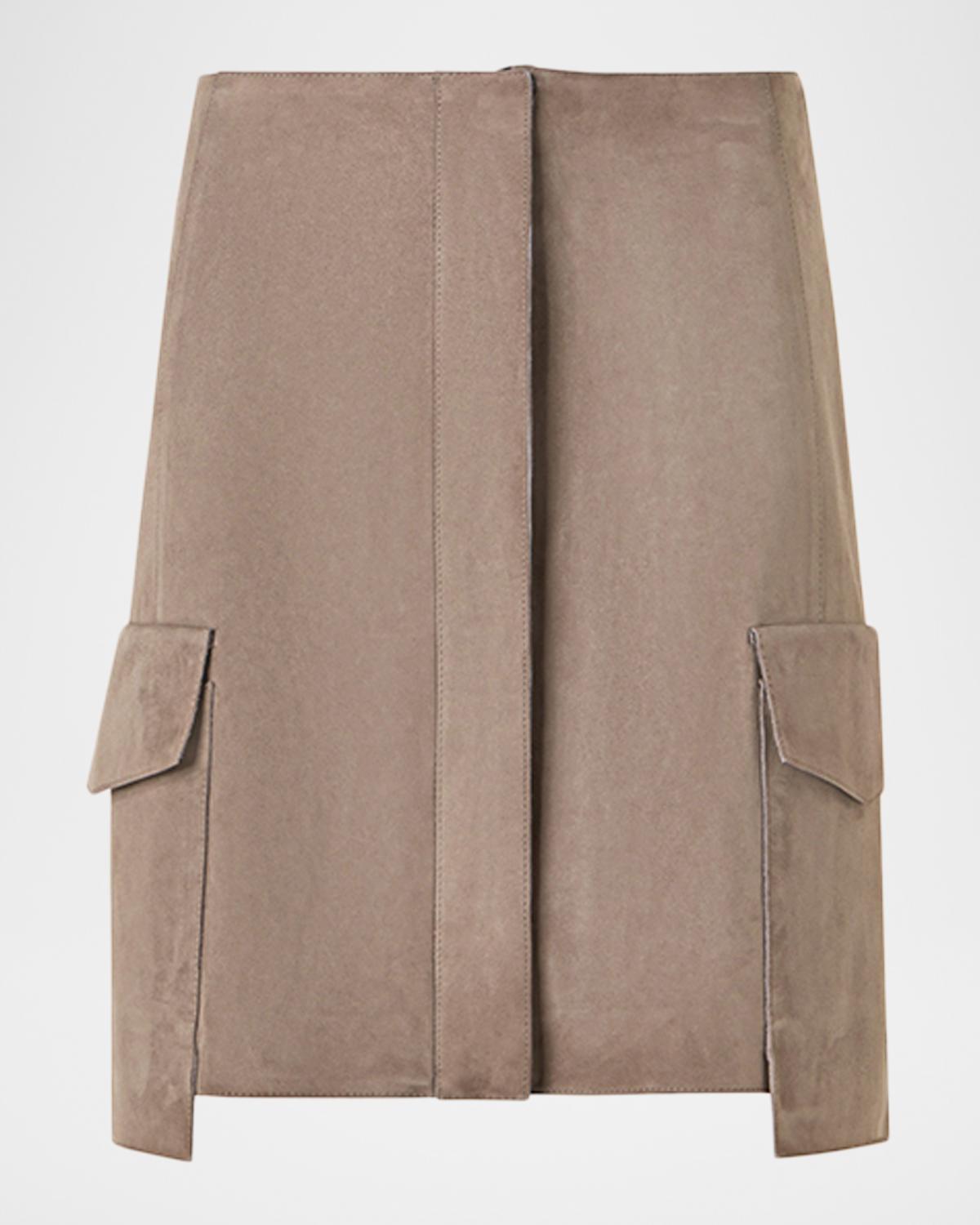 Akris Suede Cargo Pocket Mini Skirt
