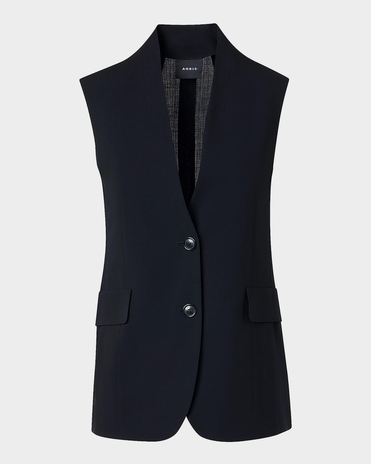 Akris Martina Cool Wool Single-Breasted V-Neck Vest