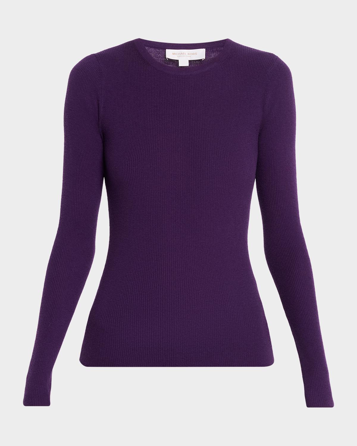 Michael Kors Collection Hutton Ribbed Crewneck Cashmere Pullover