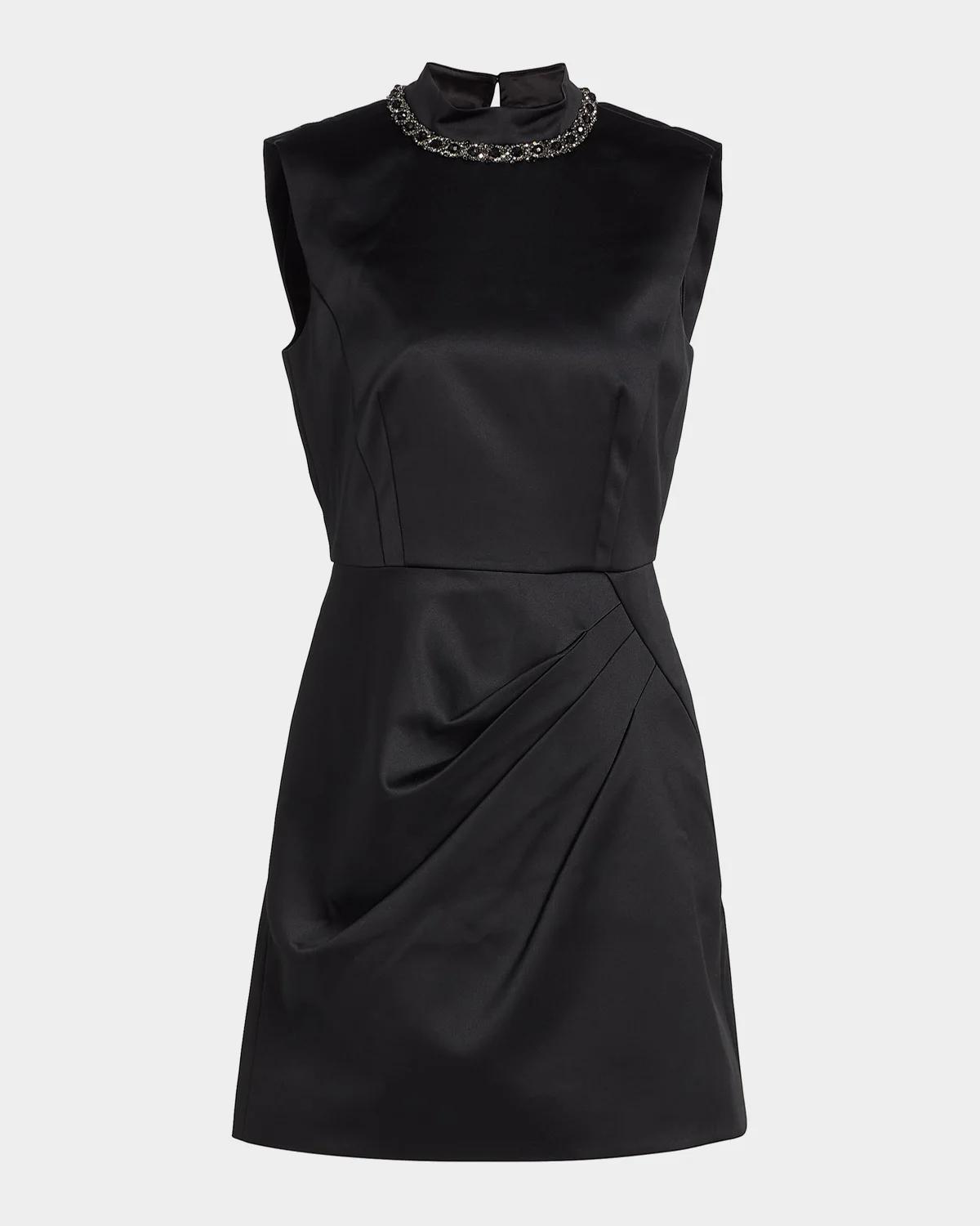 Saloni Floral Embellished Satin Mini Dress